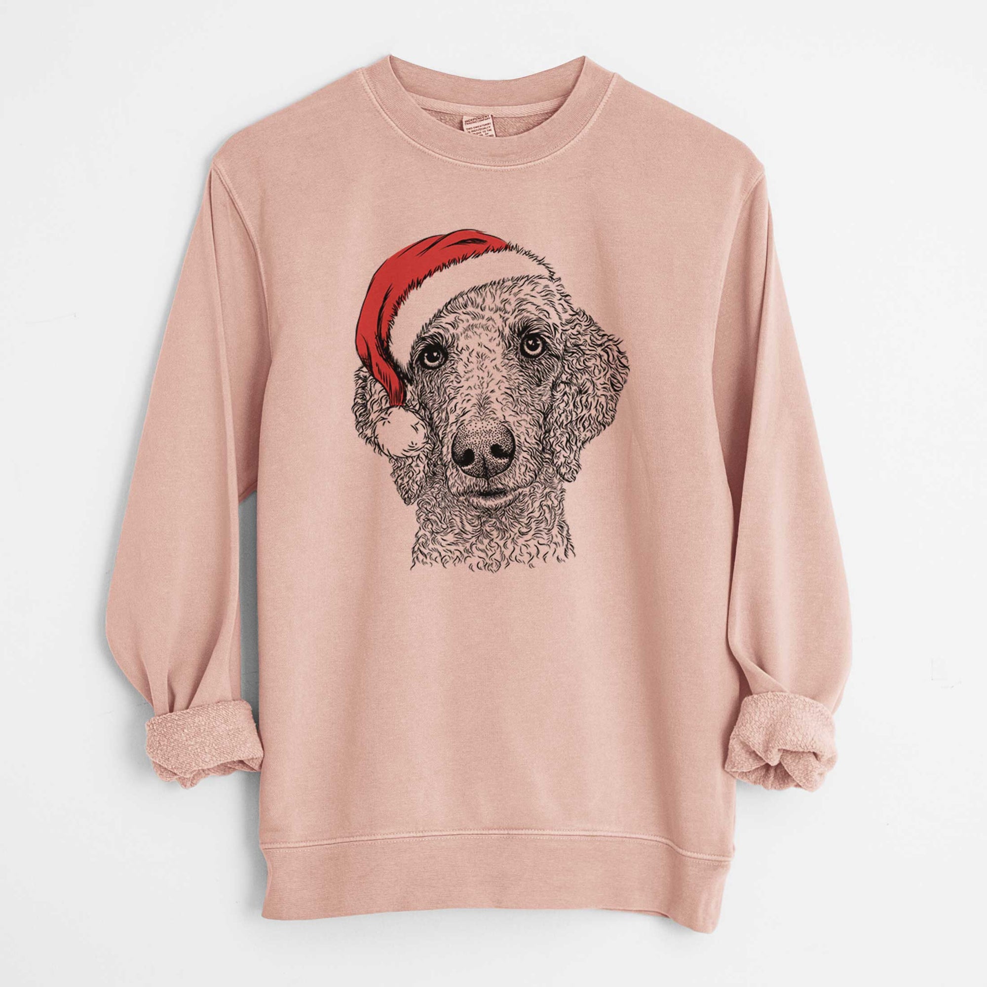 Santa Blossom the Poodle - Unisex Pigment Dyed Crew Sweatshirt