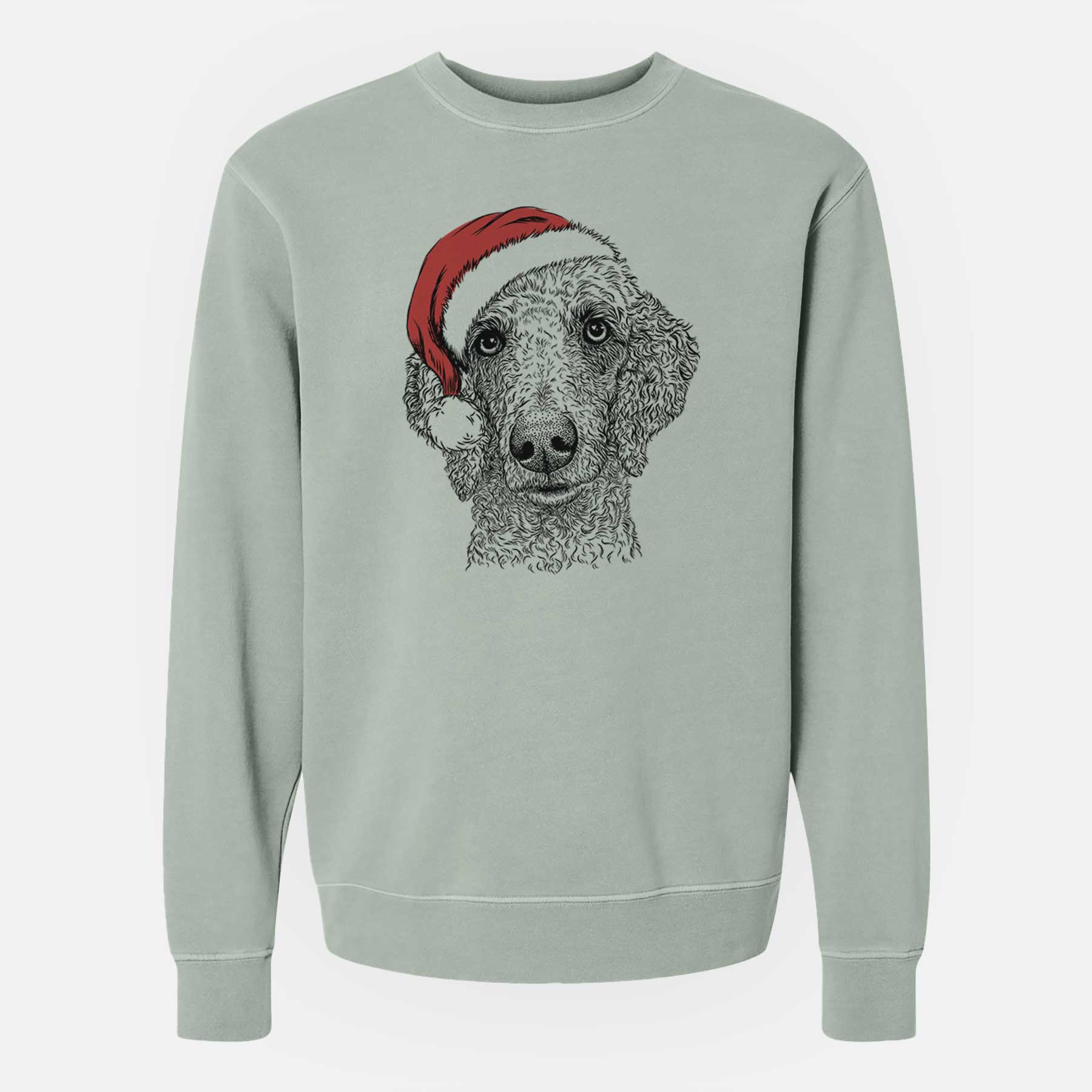 Santa Blossom the Poodle - Unisex Pigment Dyed Crew Sweatshirt