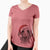 Santa Blossom the Poodle - Women's V-neck Shirt