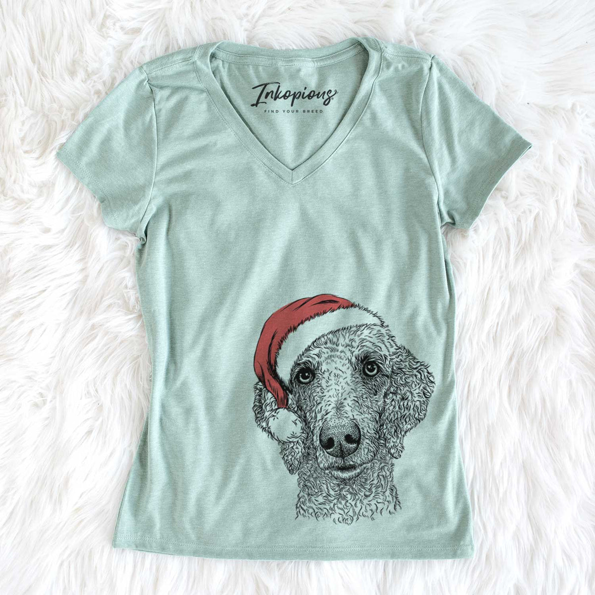 Santa Blossom the Poodle - Women&#39;s V-neck Shirt