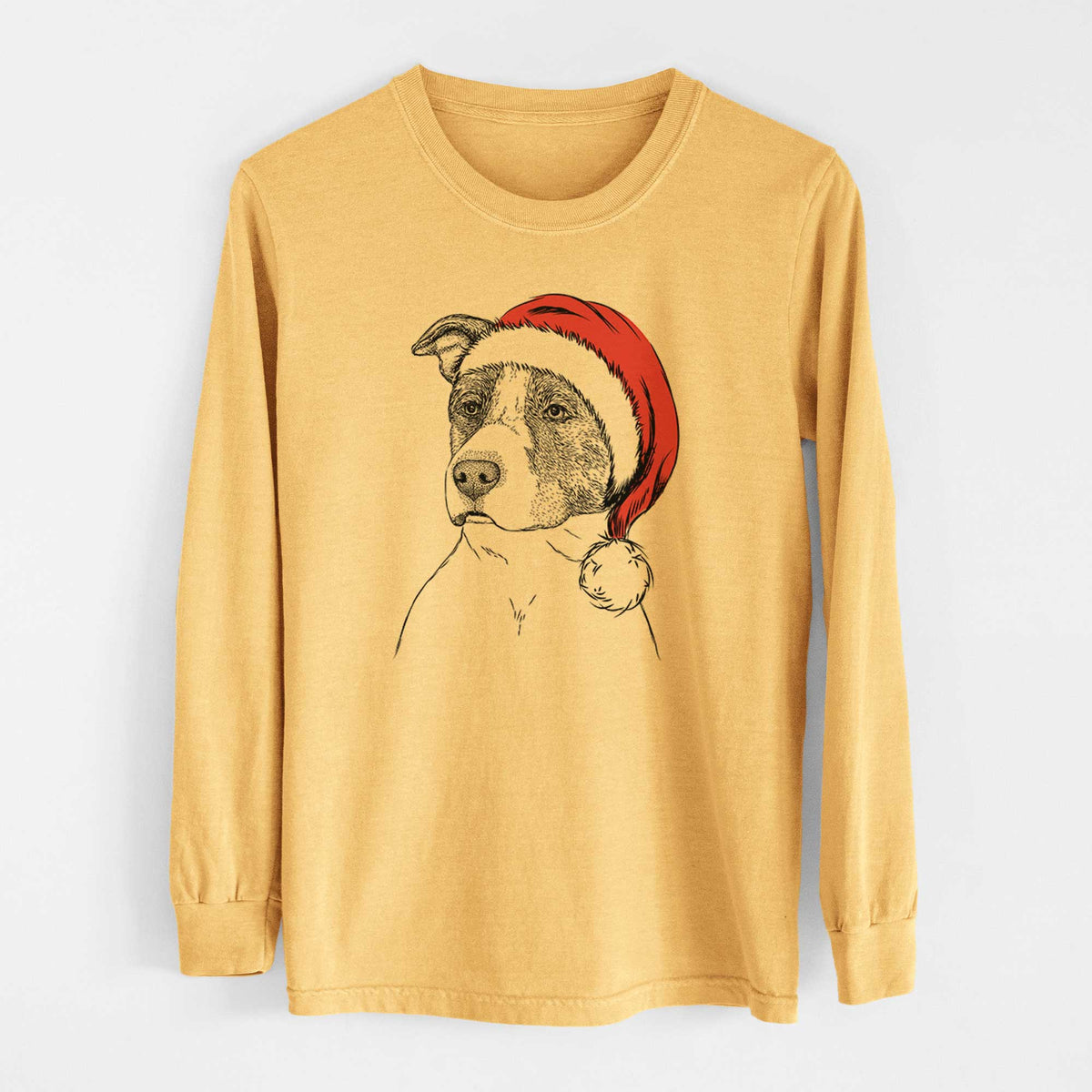 Santa Blu the Pitbull - Heavyweight 100% Cotton Long Sleeve