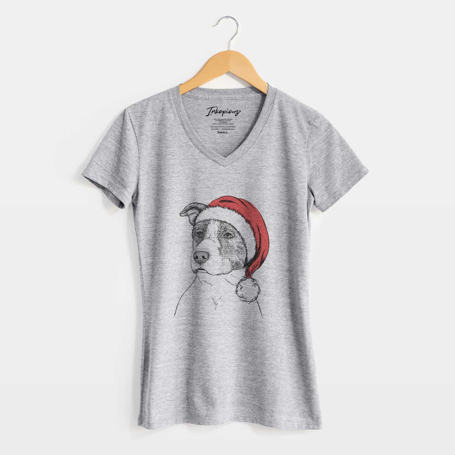 Santa Blu the Pitbull - Women's V-neck Shirt