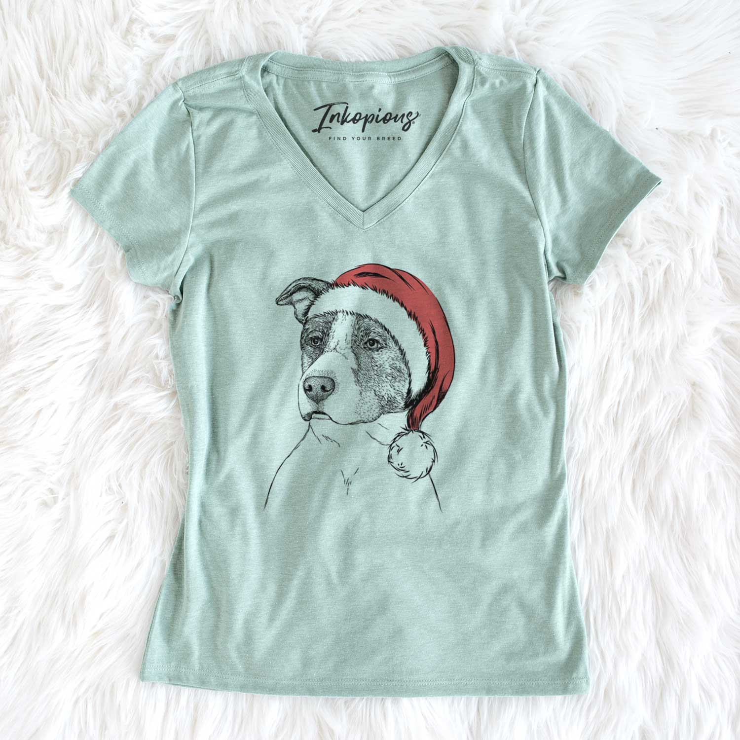 Santa Blu the Pitbull - Women's V-neck Shirt