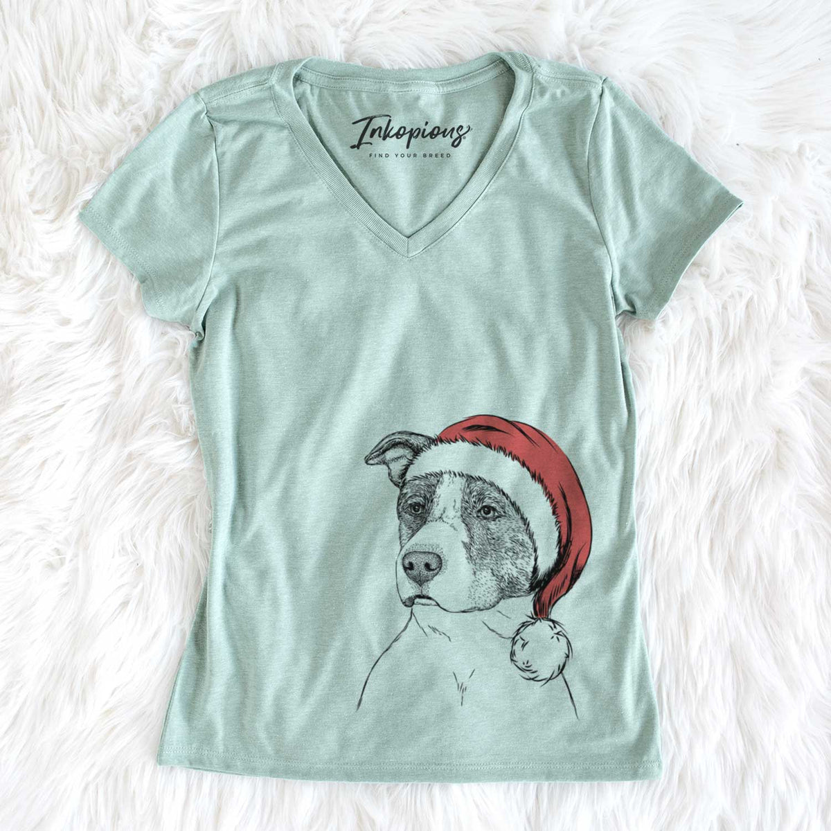 Santa Blu the Pitbull - Women&#39;s V-neck Shirt