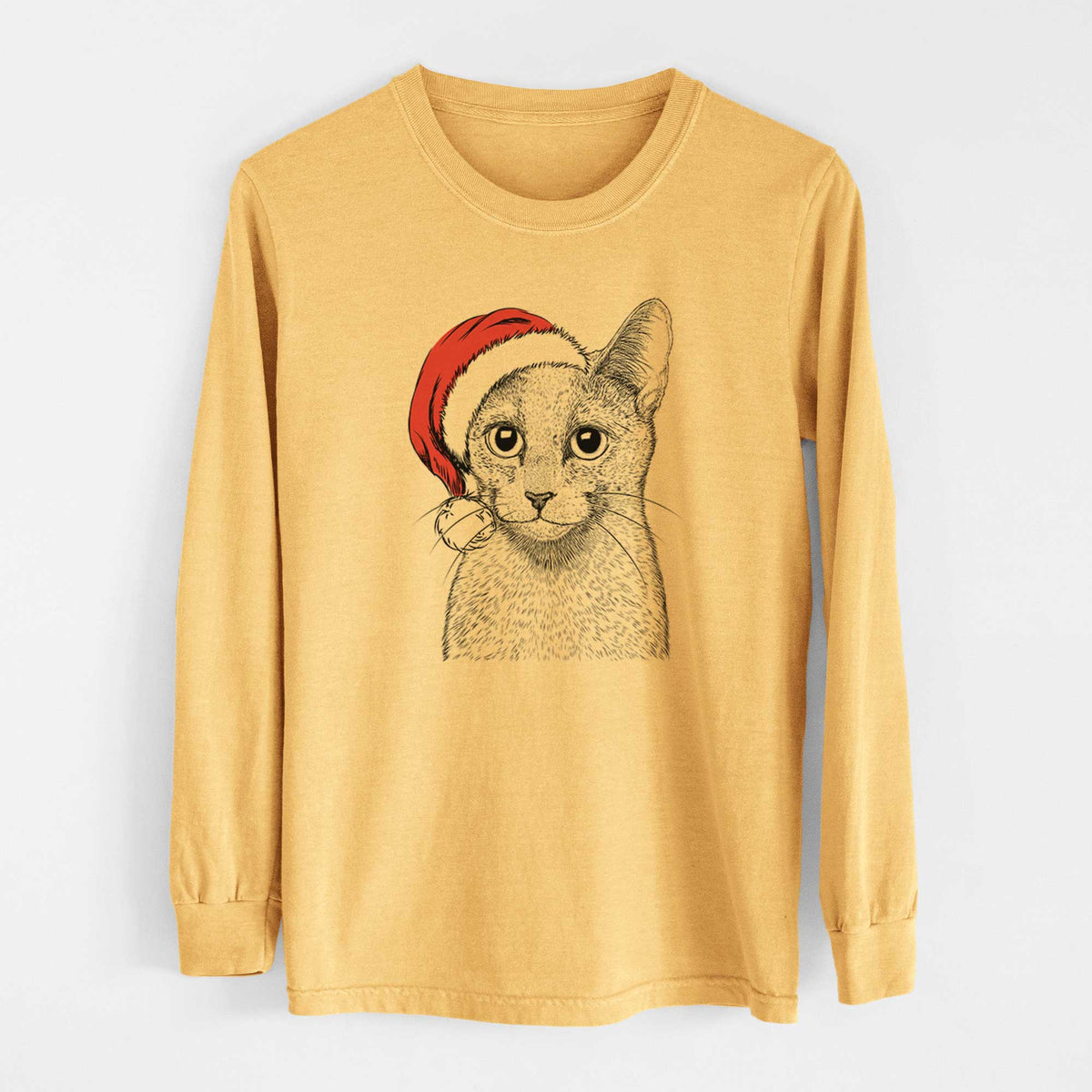 Santa Blue the Russsian Blue Cat - Heavyweight 100% Cotton Long Sleeve