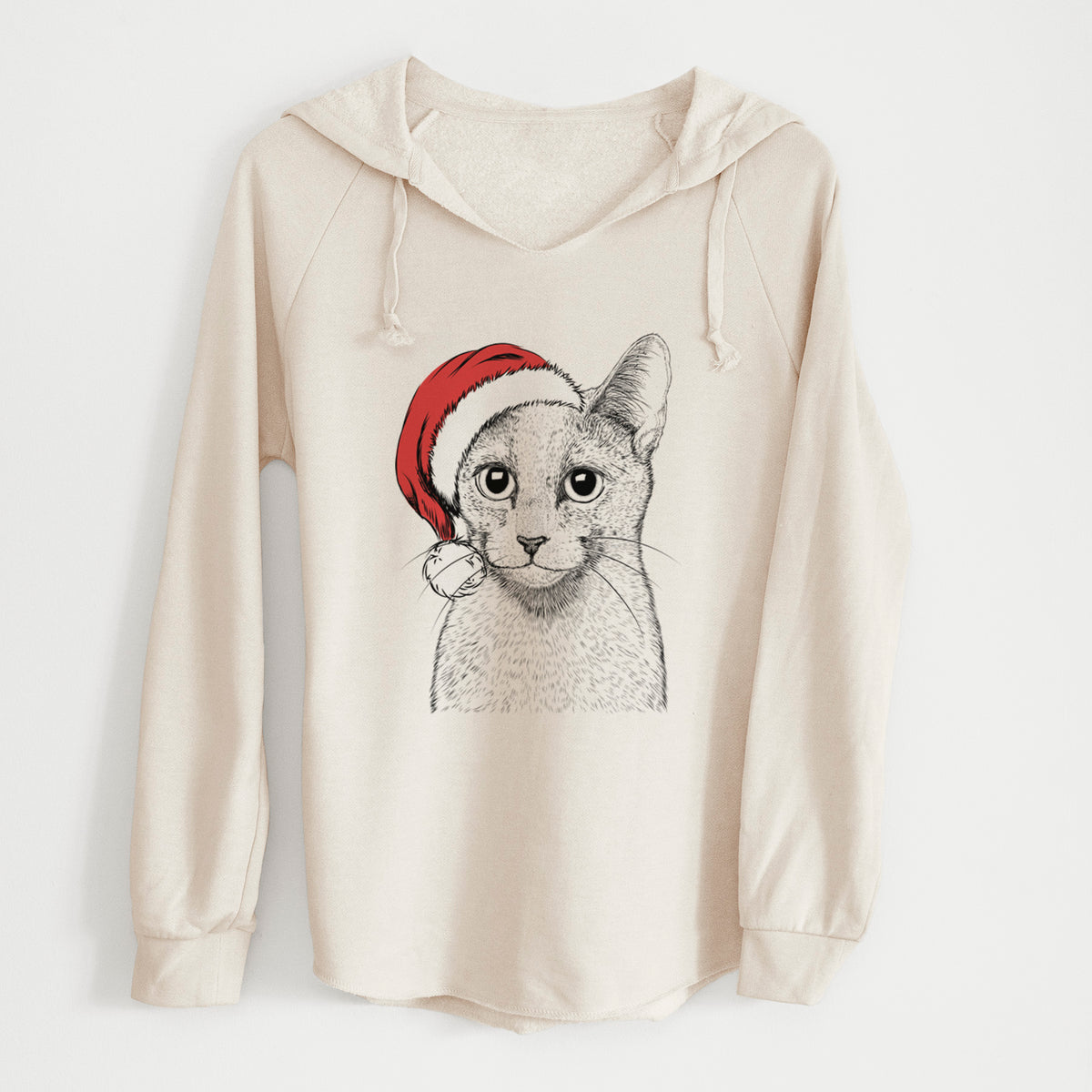 Santa Blue the Russsian Blue Cat - Cali Wave Hooded Sweatshirt