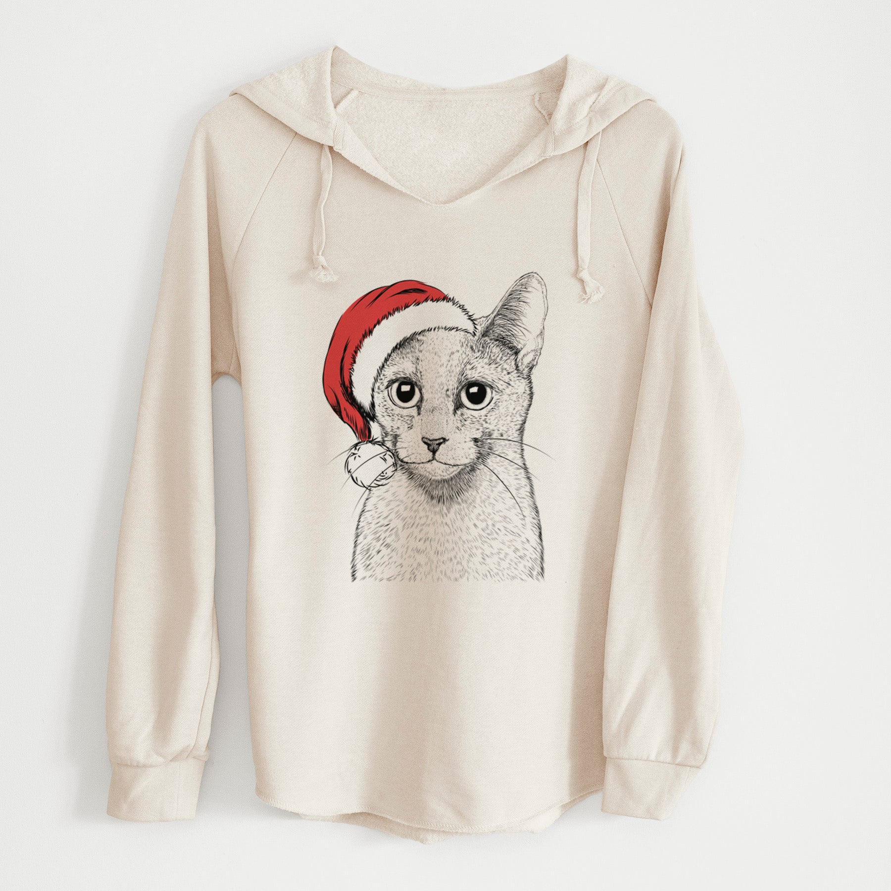 Santa Blue the Russsian Blue Cat - Cali Wave Hooded Sweatshirt