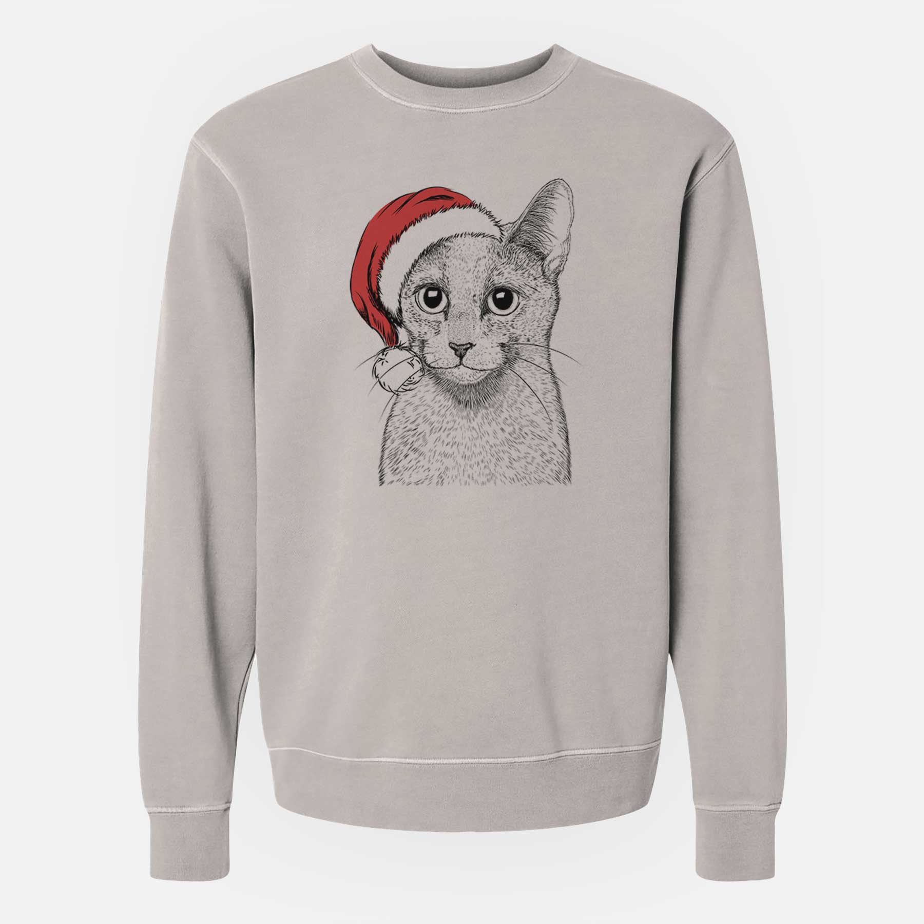 Santa Blue the Russsian Blue Cat - Unisex Pigment Dyed Crew Sweatshirt