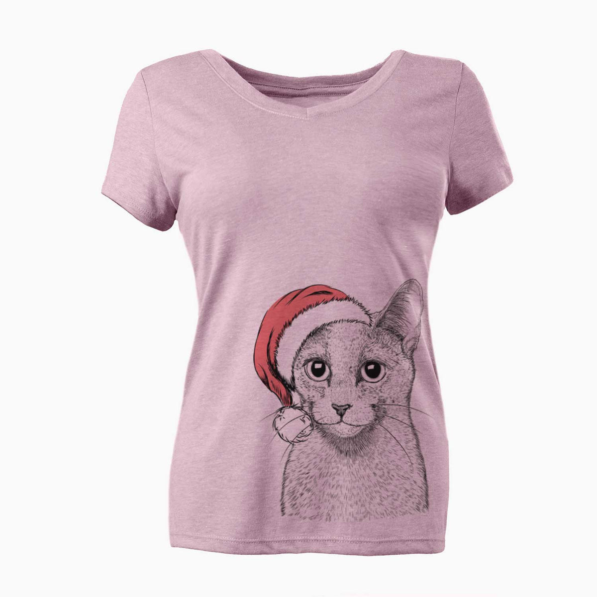 Santa Blue the Russsian Blue Cat - Women's V-neck Shirt