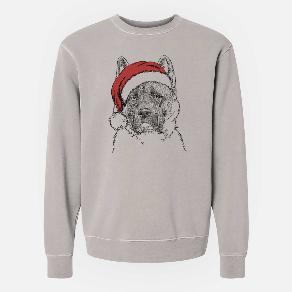 Santa Bo the American Akita - Unisex Pigment Dyed Crew Sweatshirt