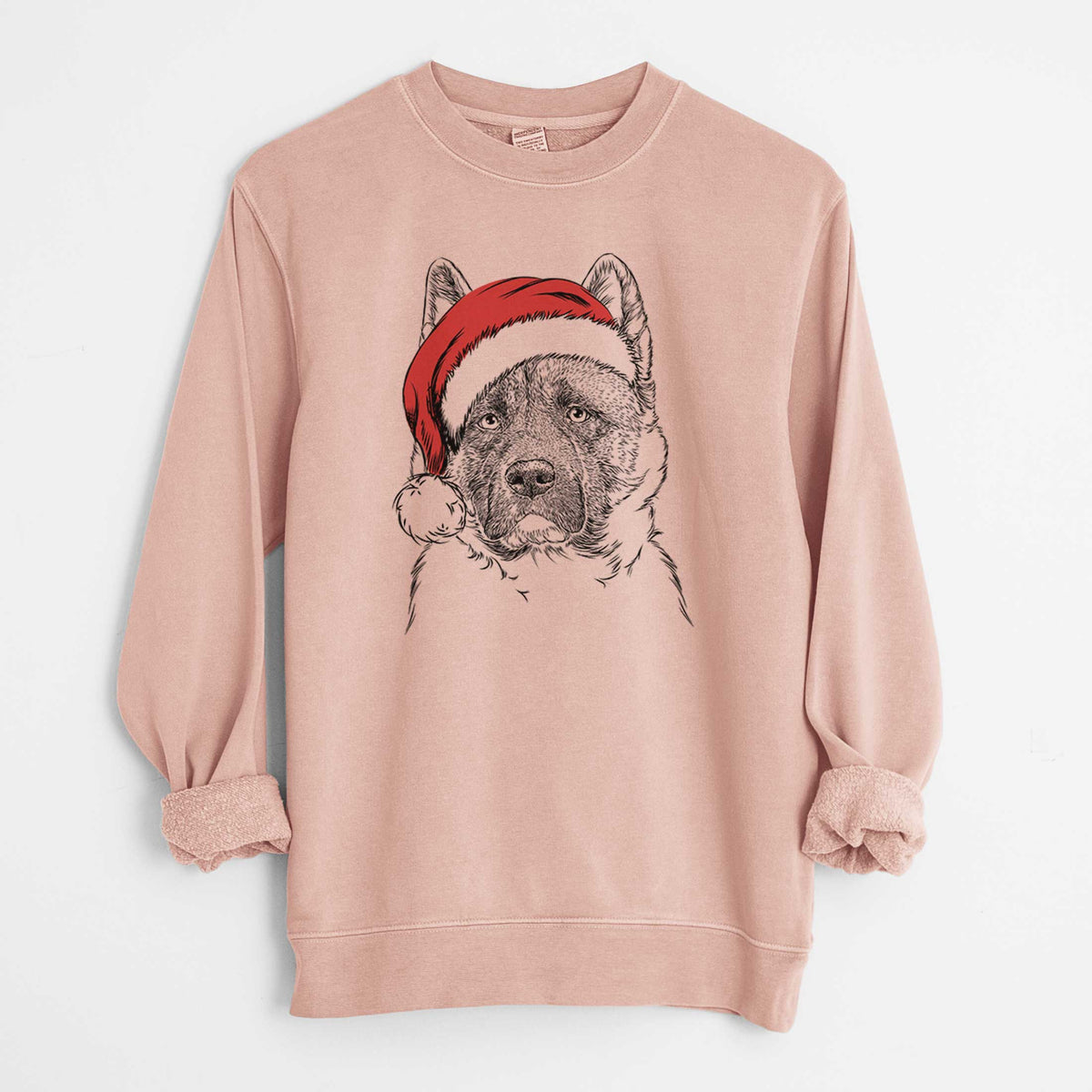 Santa Bo the American Akita - Unisex Pigment Dyed Crew Sweatshirt