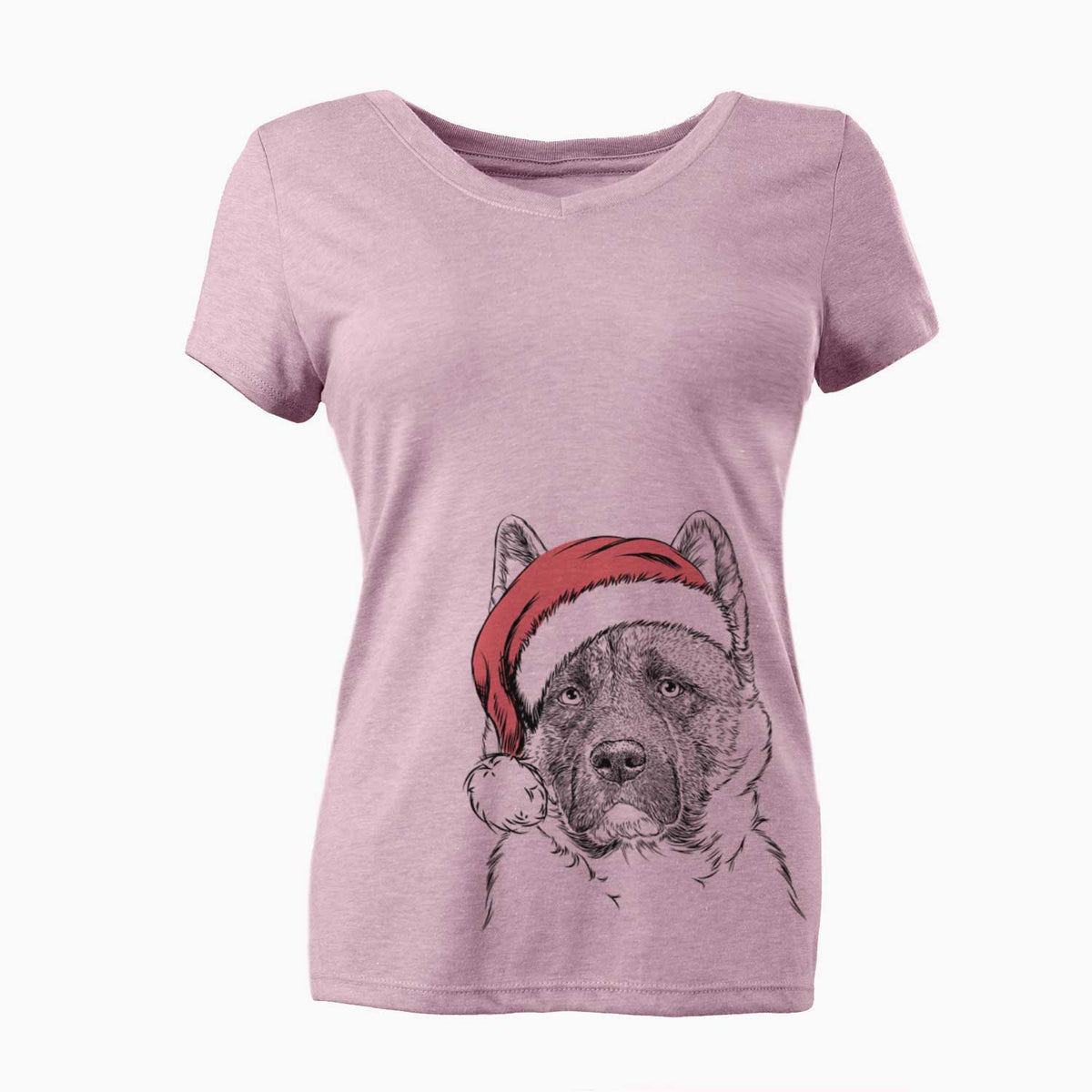 Santa Bo the American Akita - Women's V-neck Shirt