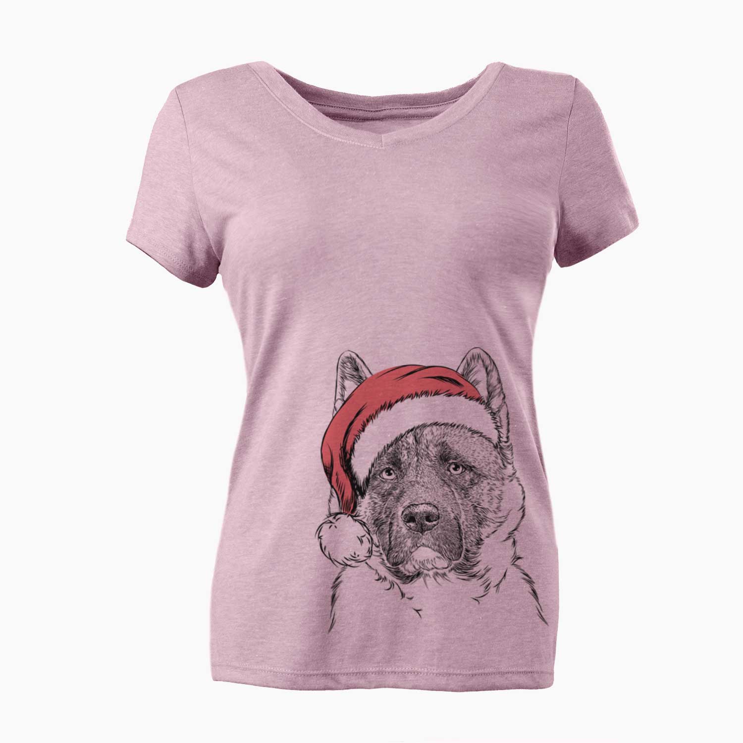 Santa Bo the American Akita - Women's V-neck Shirt