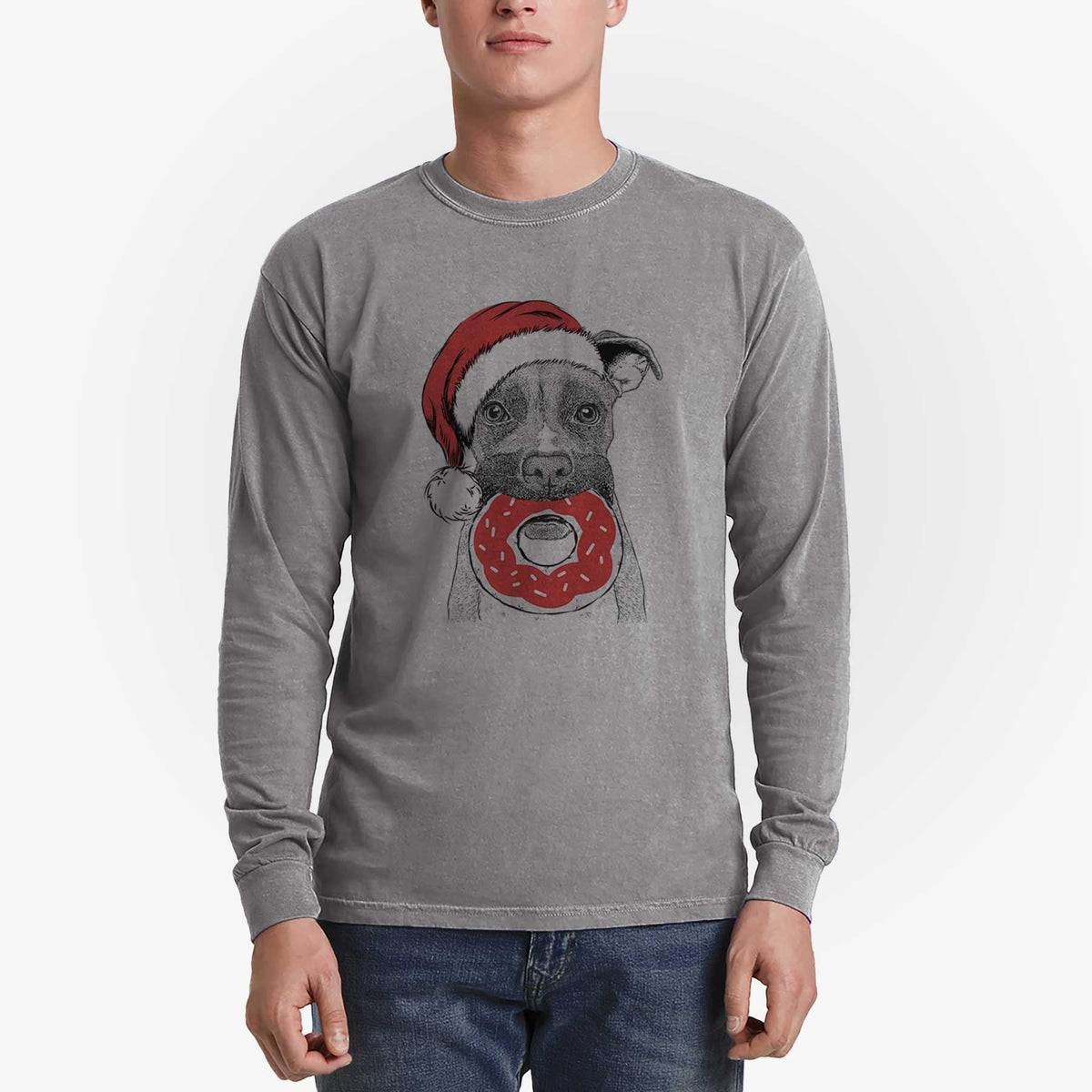 Santa Bo the Boxer - Heavyweight 100% Cotton Long Sleeve