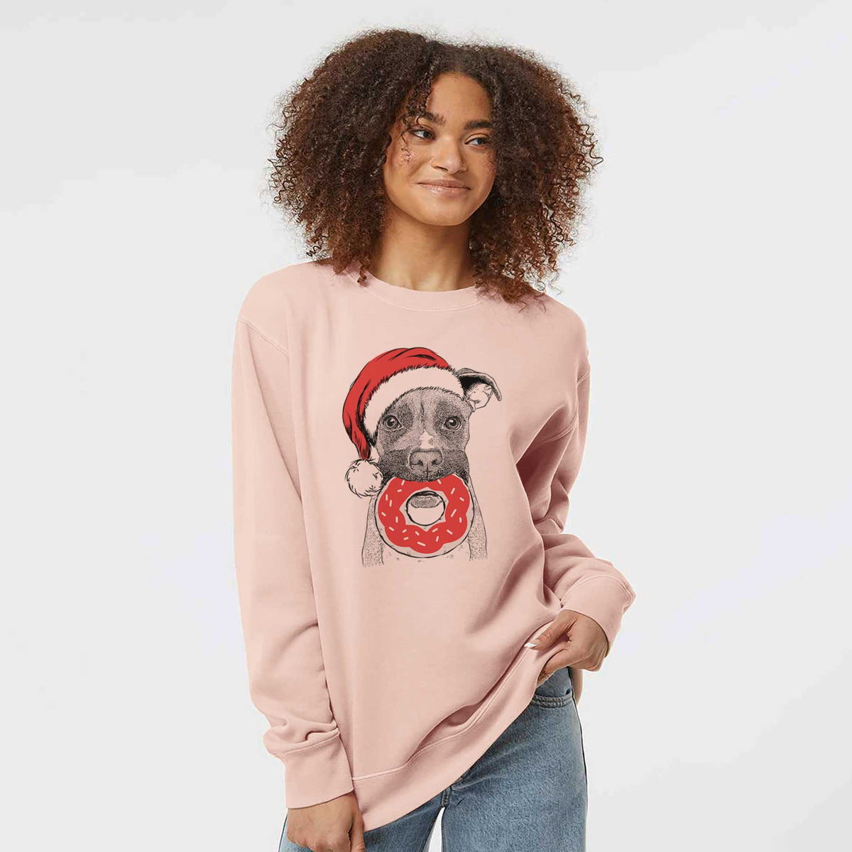 Santa Bo the Boxer - Unisex Pigment Dyed Crew Sweatshirt