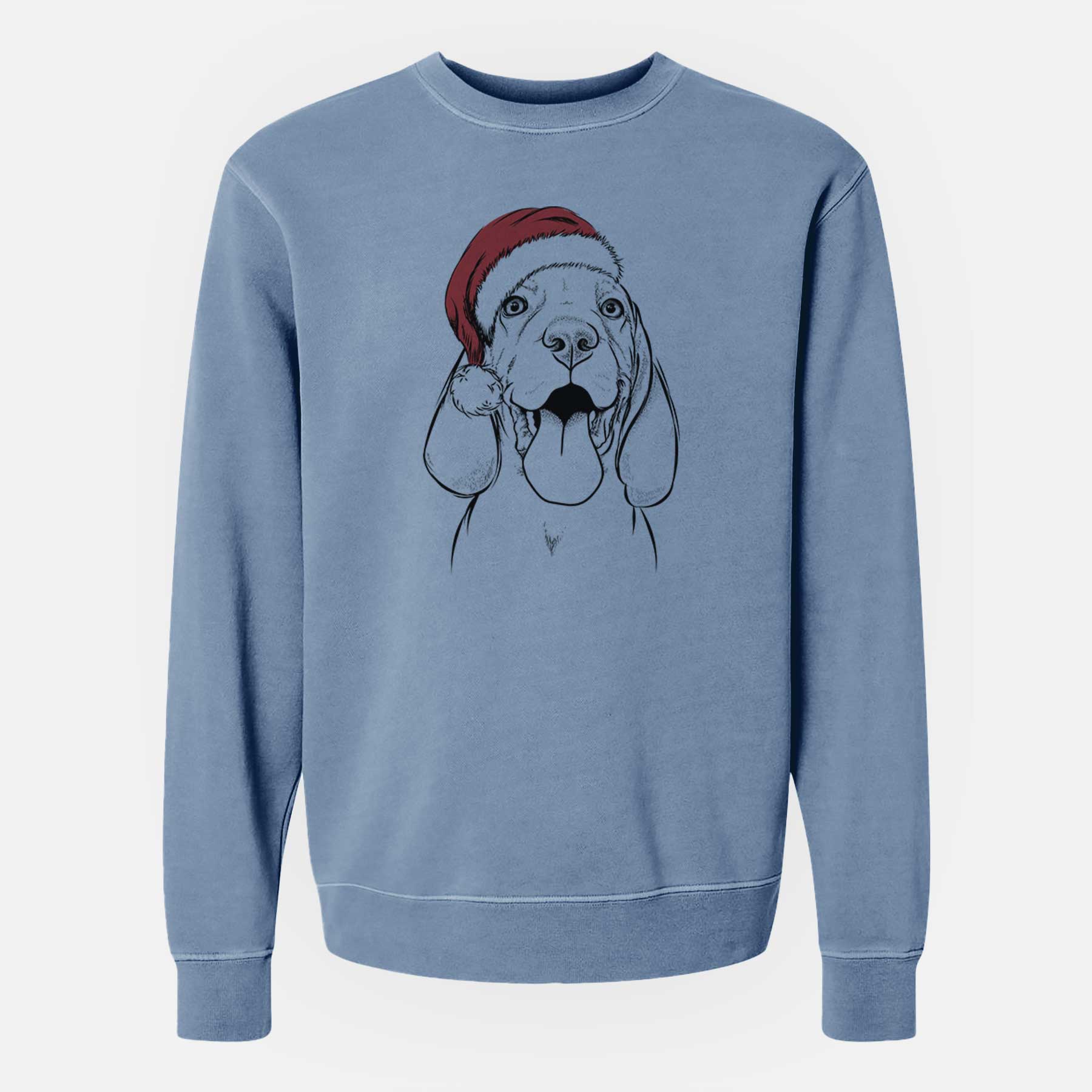 Santa Bodi the Vizsla - Unisex Pigment Dyed Crew Sweatshirt