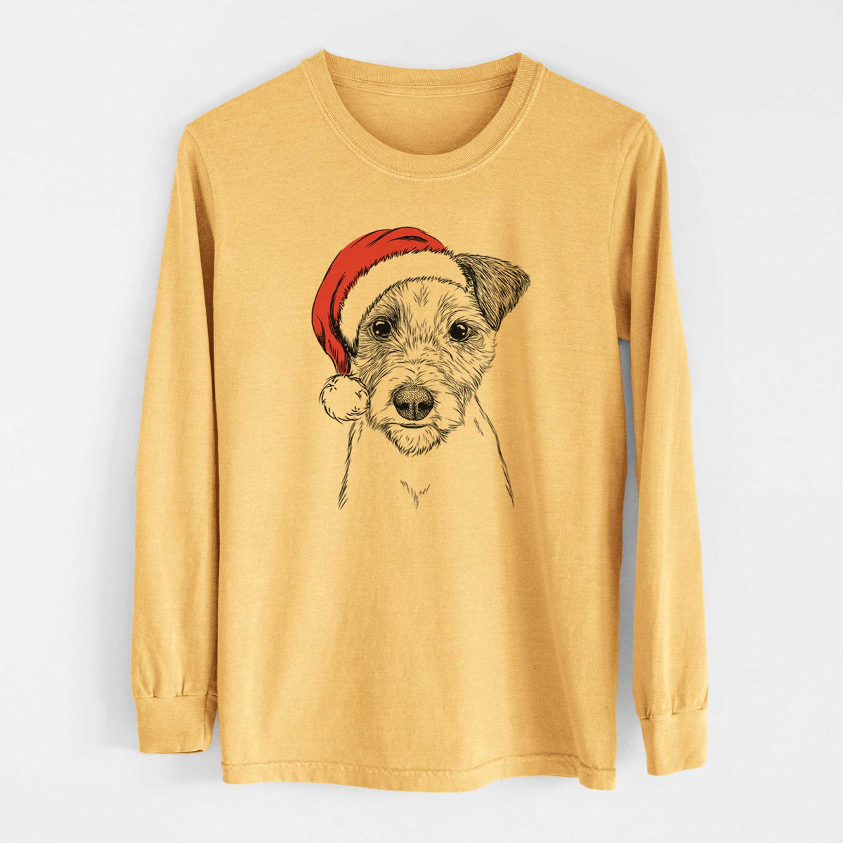 Santa Bogart the Parson Russell Terrier - Heavyweight 100% Cotton Long Sleeve