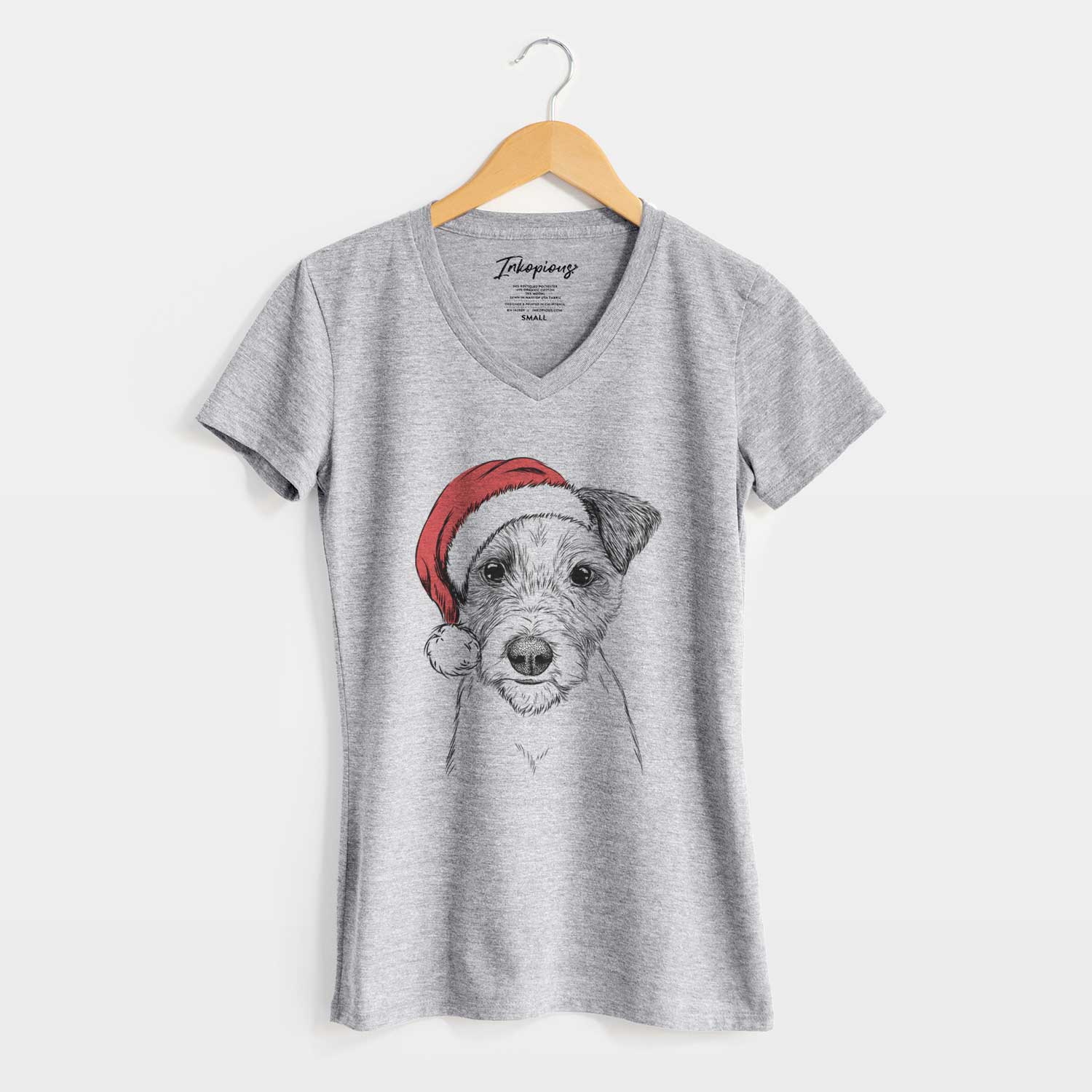 Santa Bogart the Parson Russell Terrier - Women's V-neck Shirt