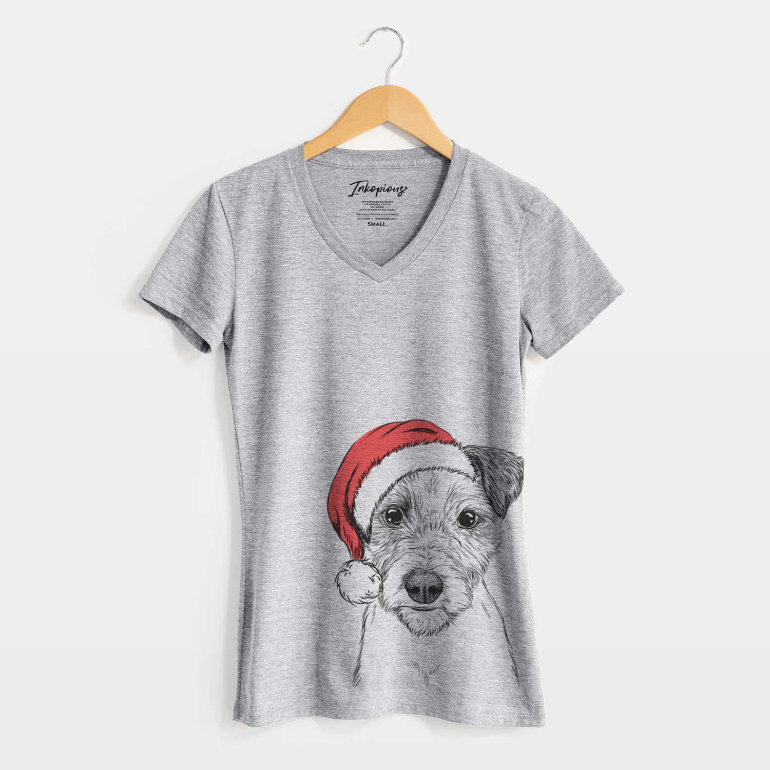 Santa Bogart the Parson Russell Terrier - Women's V-neck Shirt