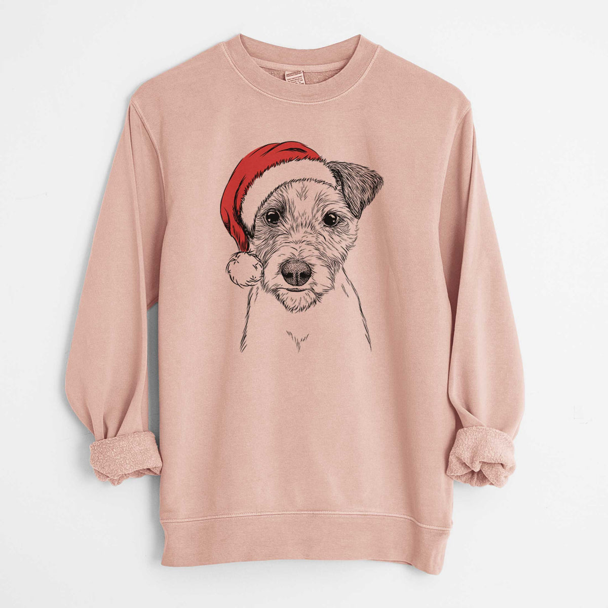 Santa Bogart the Parson Russell Terrier - Unisex Pigment Dyed Crew Sweatshirt