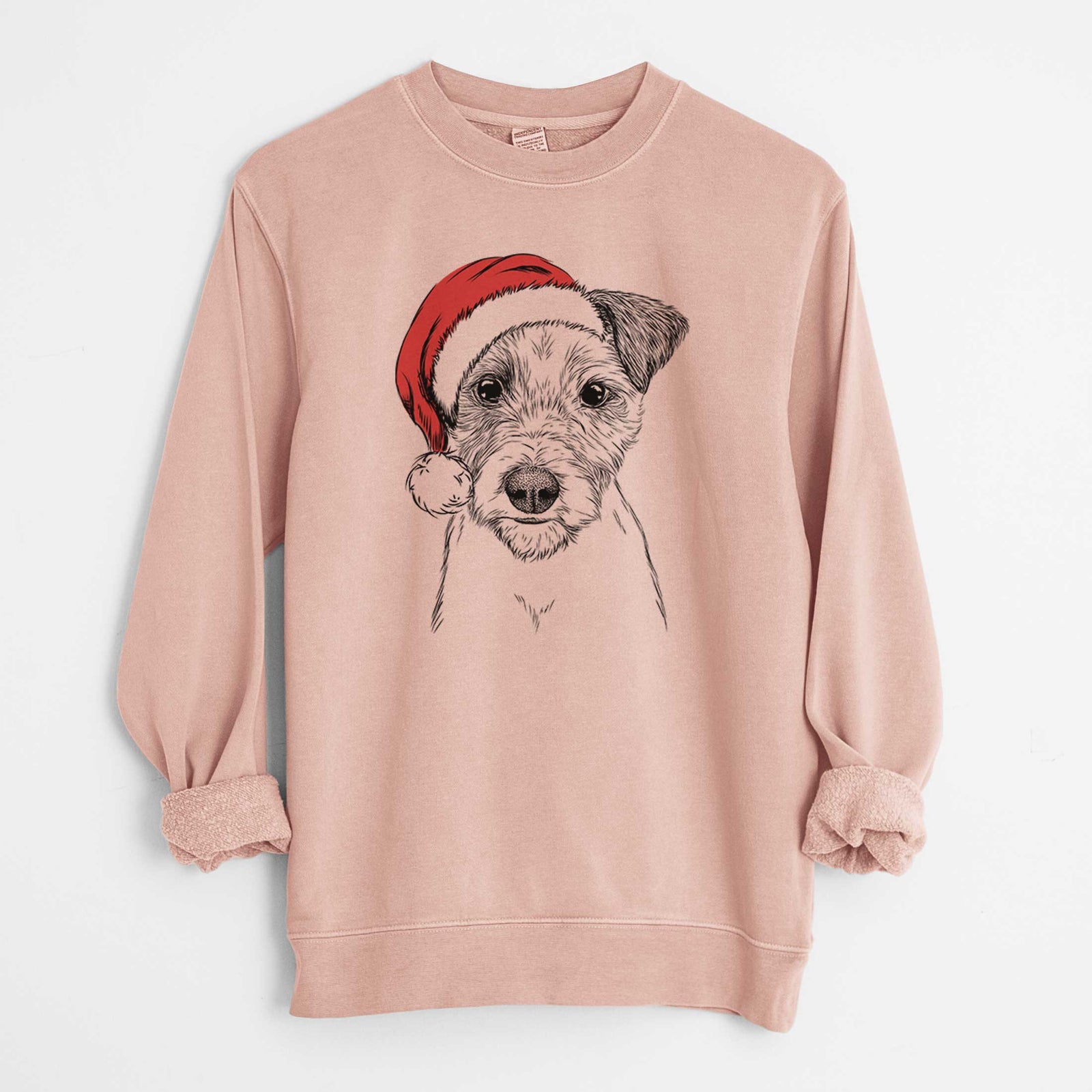 Santa Bogart the Parson Russell Terrier - Unisex Pigment Dyed Crew Sweatshirt