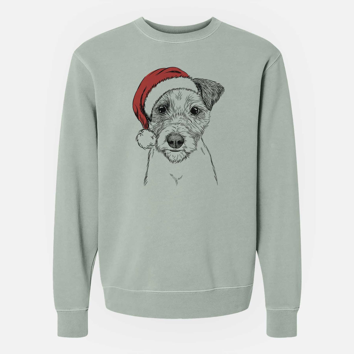 Santa Bogart the Parson Russell Terrier - Unisex Pigment Dyed Crew Sweatshirt