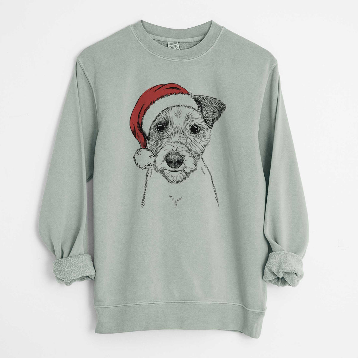 Santa Bogart the Parson Russell Terrier - Unisex Pigment Dyed Crew Sweatshirt