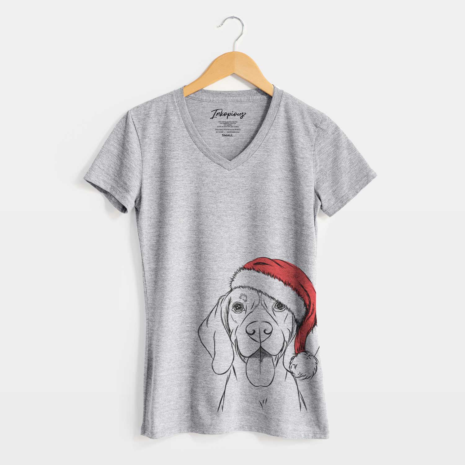 Santa Bogie the Beagle - Women's V-neck Shirt