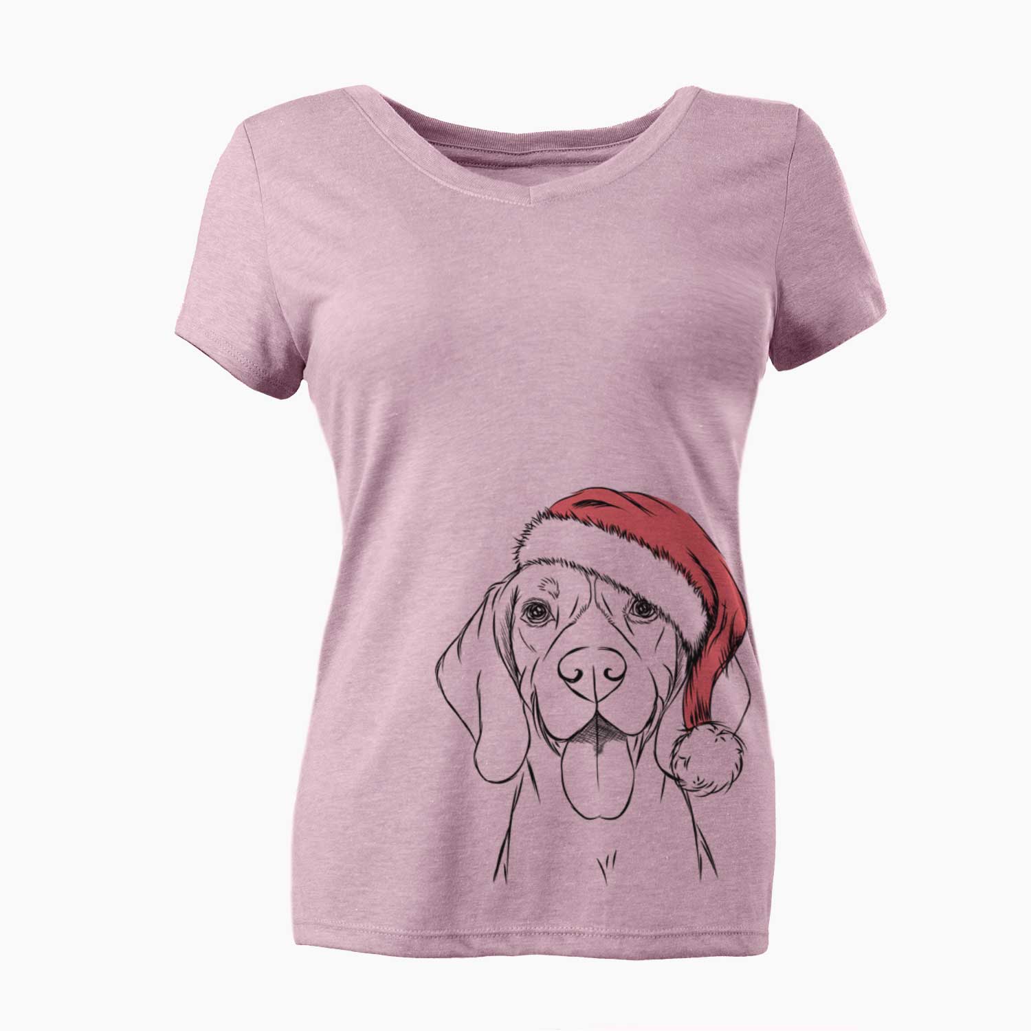 Santa Bogie the Beagle - Women's V-neck Shirt