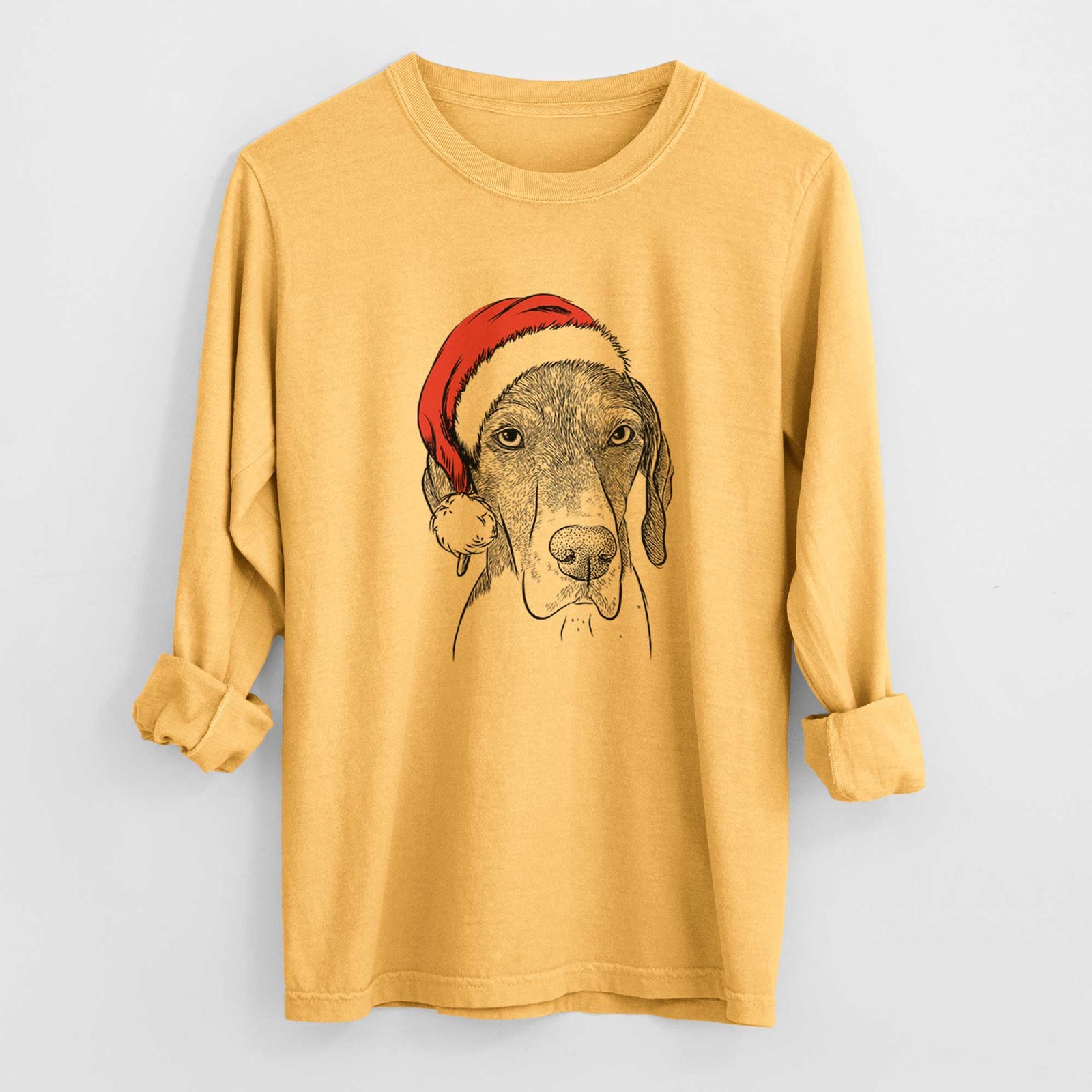 Santa Bohdi the German Shorthaired Pointer - Heavyweight 100% Cotton Long Sleeve