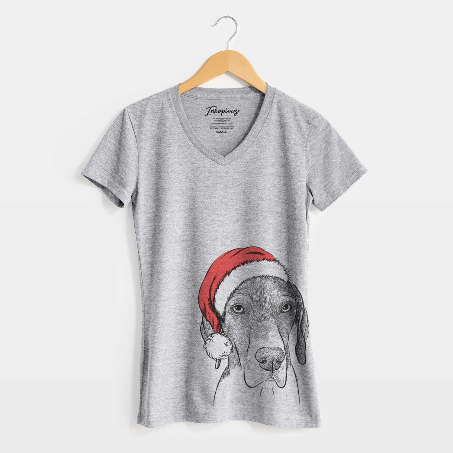 Santa Bohdi the German Shorthaired Pointer - Women's V-neck Shirt