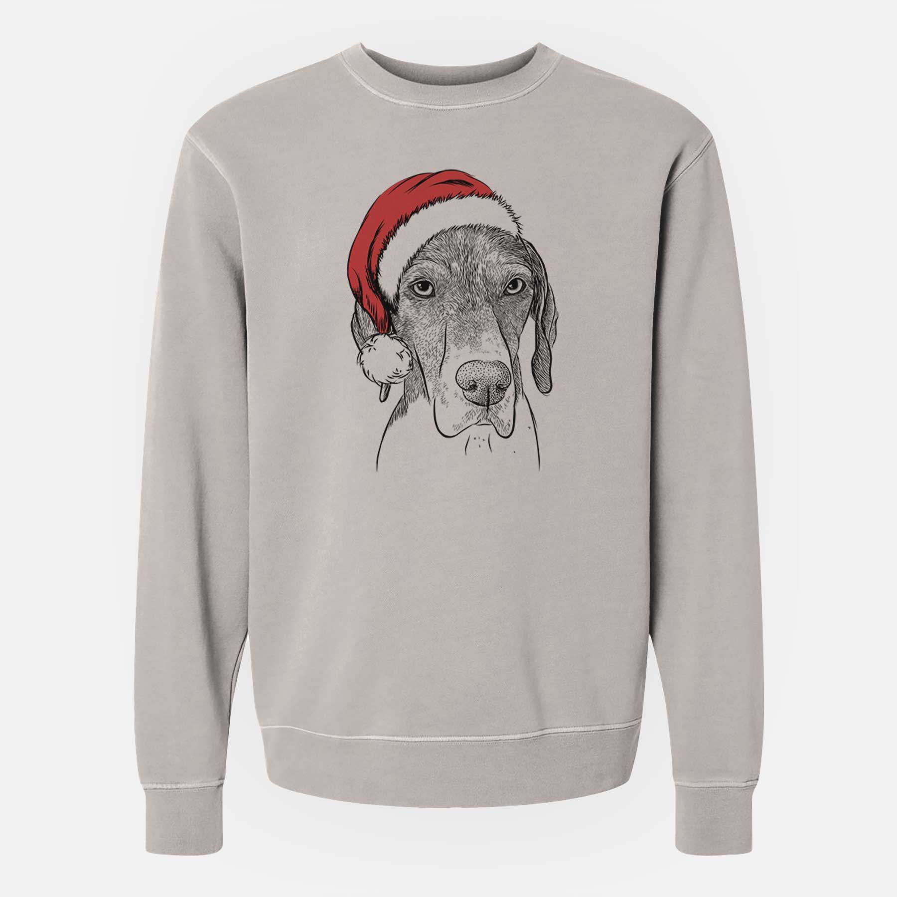 Santa Bohdi the German Shorthaired Pointer - Unisex Pigment Dyed Crew Sweatshirt