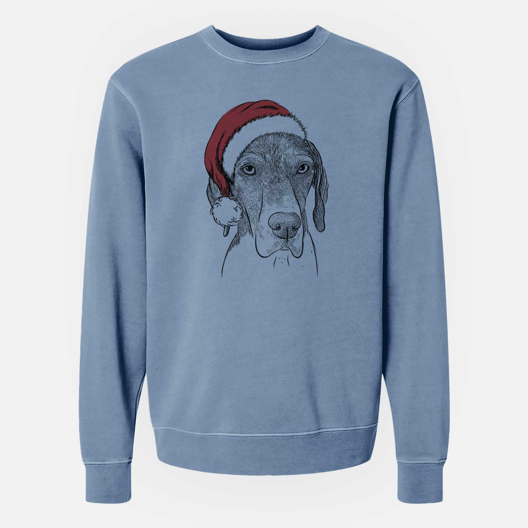 Santa Bohdi the German Shorthaired Pointer - Unisex Pigment Dyed Crew Sweatshirt