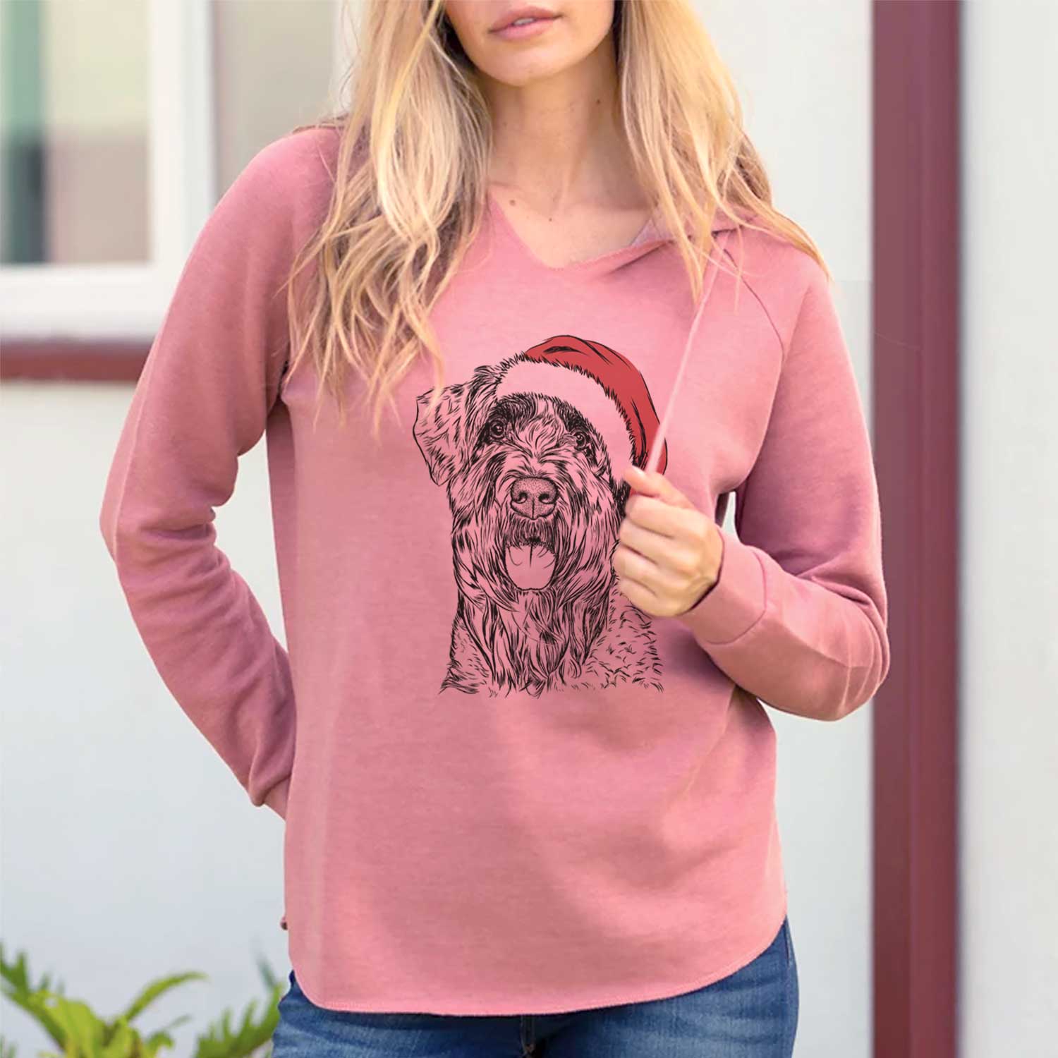 Santa Bonnie the Bouvier Des Flandres - Cali Wave Hooded Sweatshirt