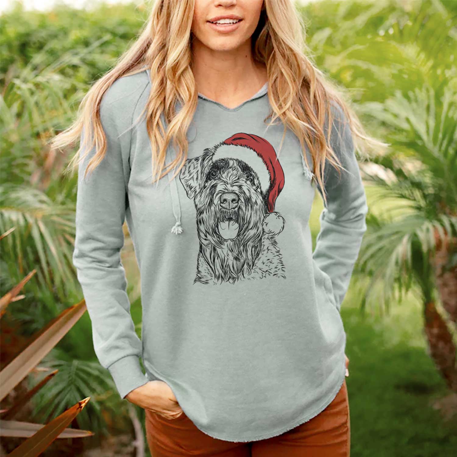 Santa Bonnie the Bouvier Des Flandres - Cali Wave Hooded Sweatshirt