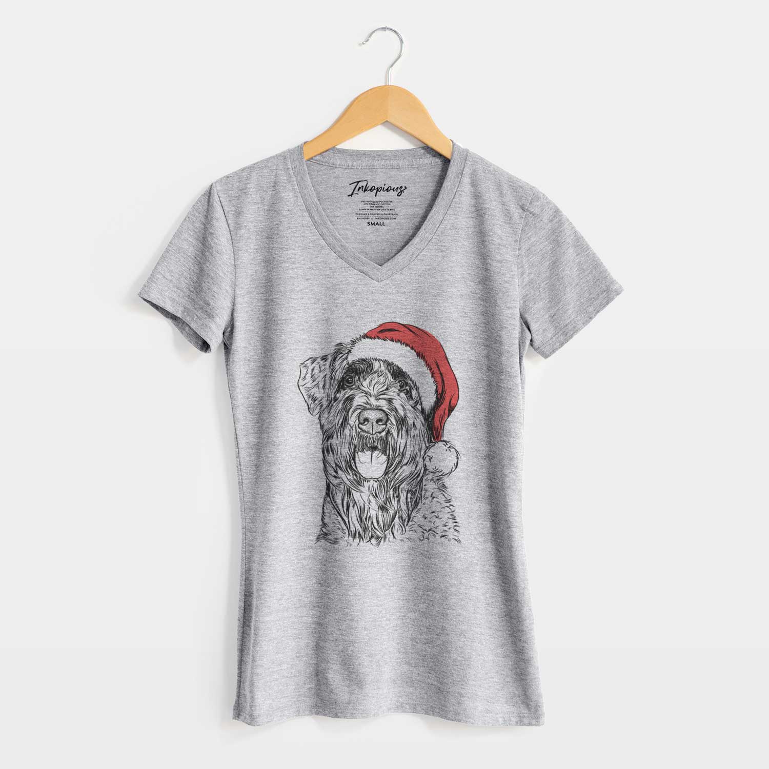 Santa Bonnie the Bouvier Des Flandres - Women's V-neck Shirt