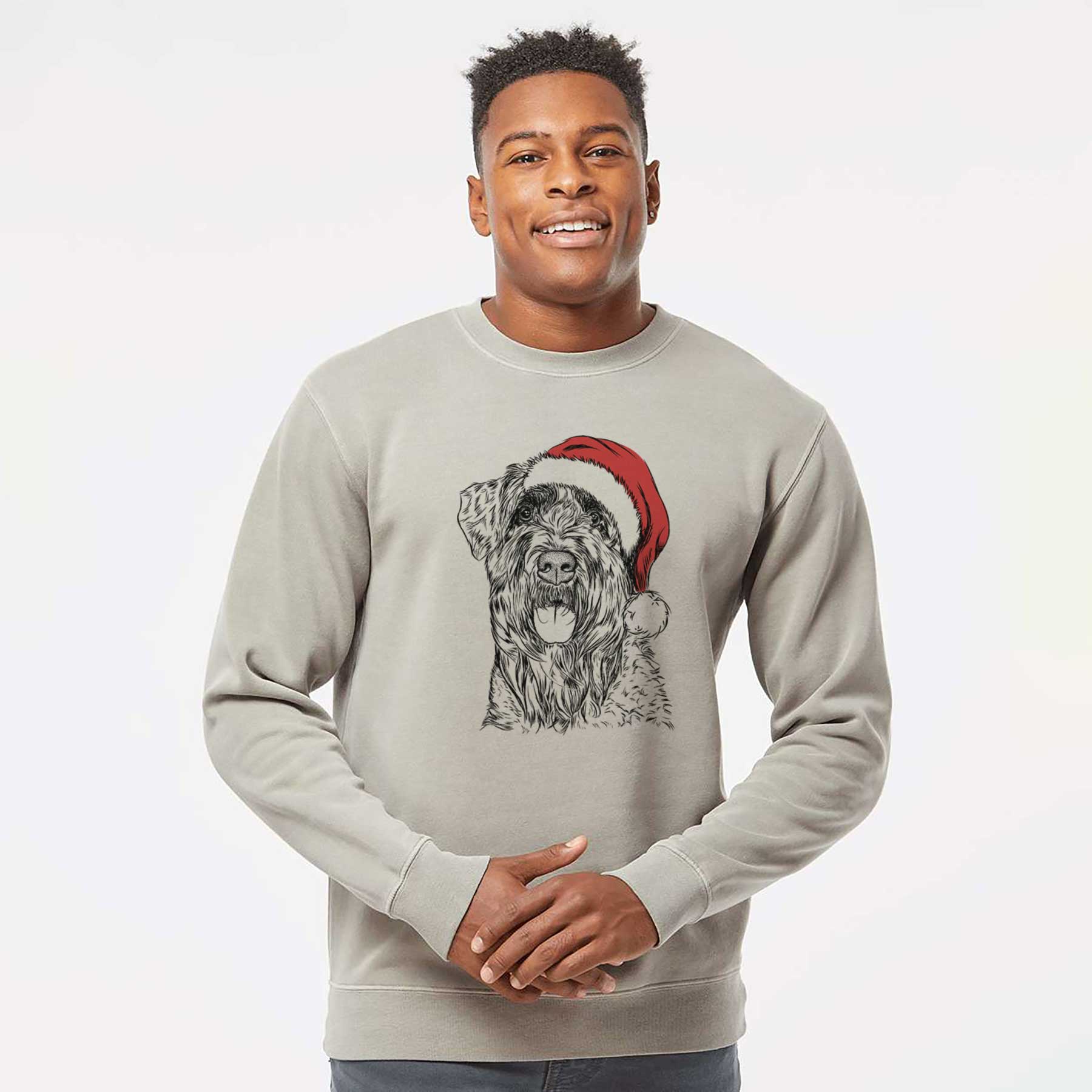 Santa Bonnie the Bouvier Des Flandres - Unisex Pigment Dyed Crew Sweatshirt