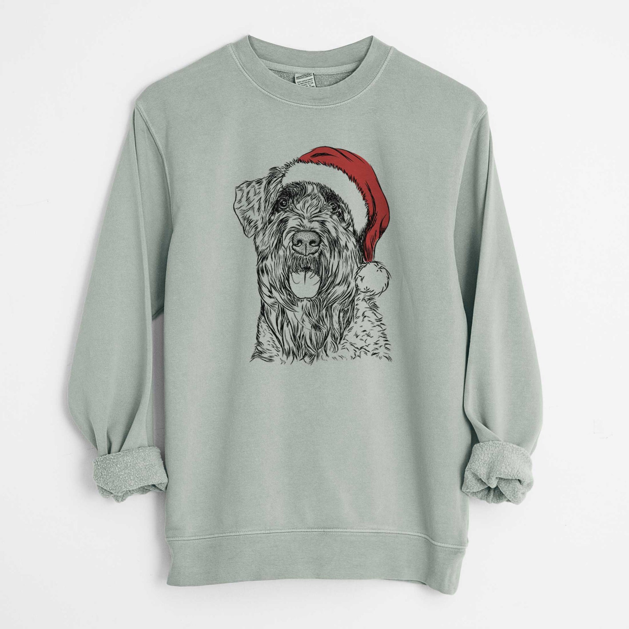 Santa Bonnie the Bouvier Des Flandres - Unisex Pigment Dyed Crew Sweatshirt