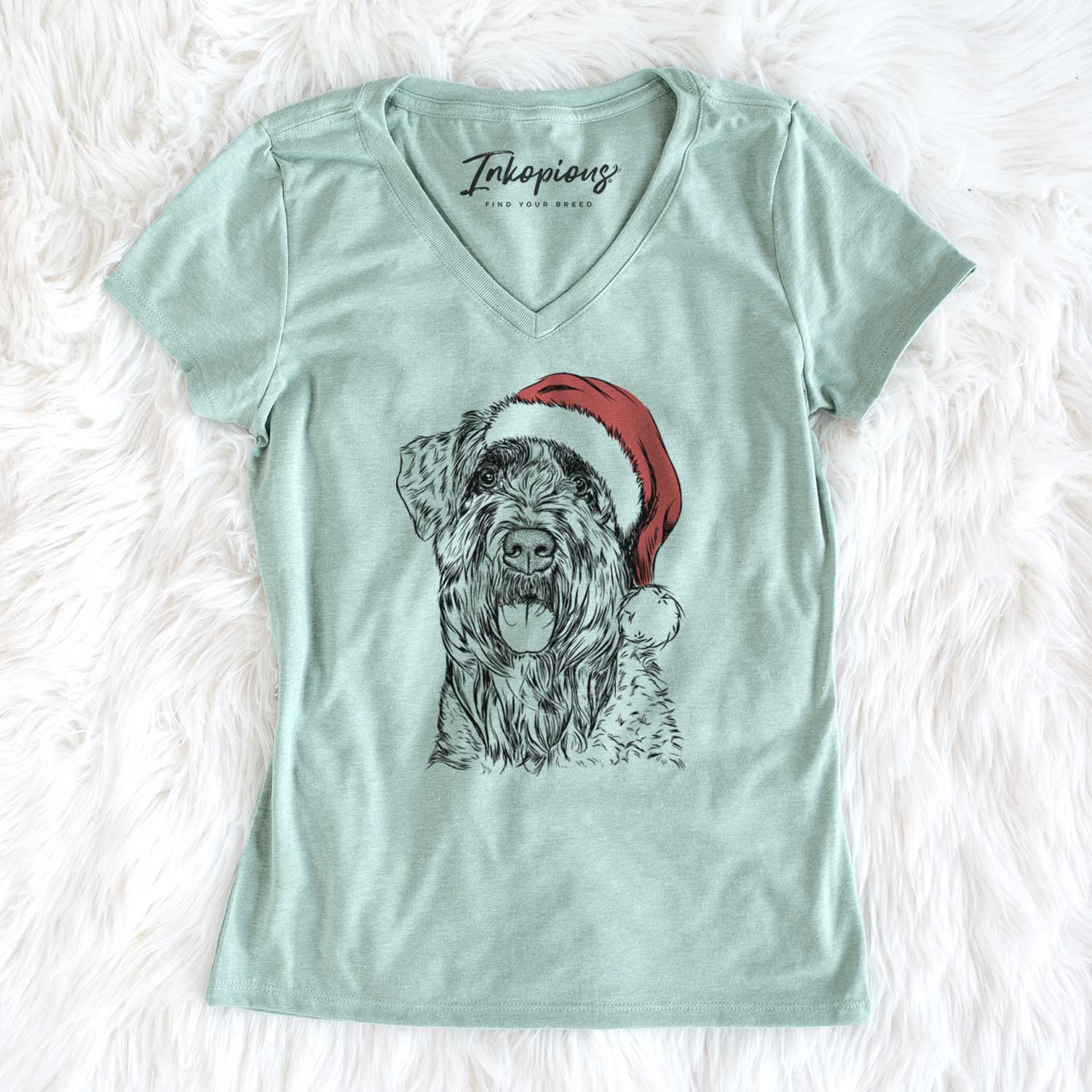 Santa Bonnie the Bouvier Des Flandres - Women's V-neck Shirt