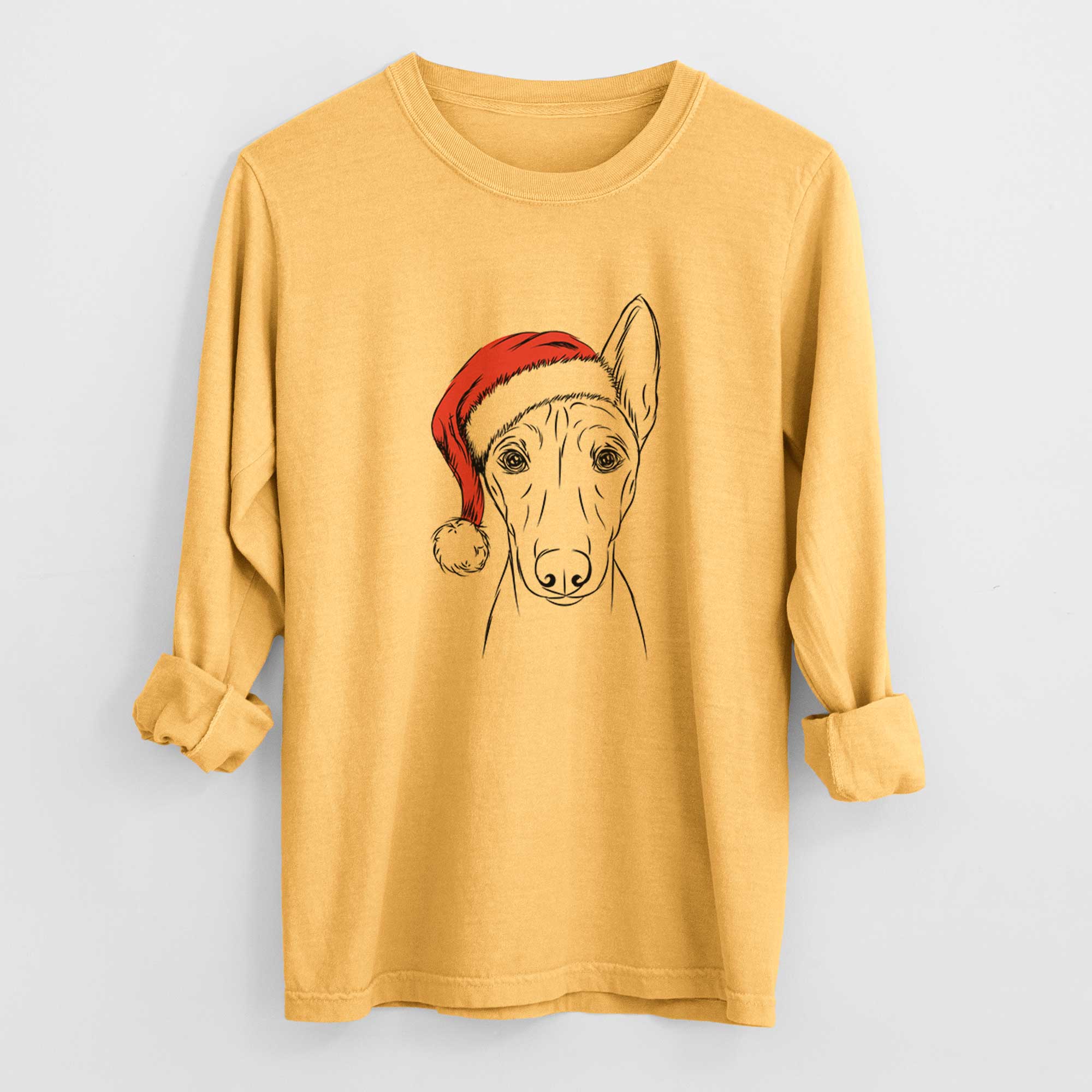 Santa Bonsai the Basenji - Heavyweight 100% Cotton Long Sleeve