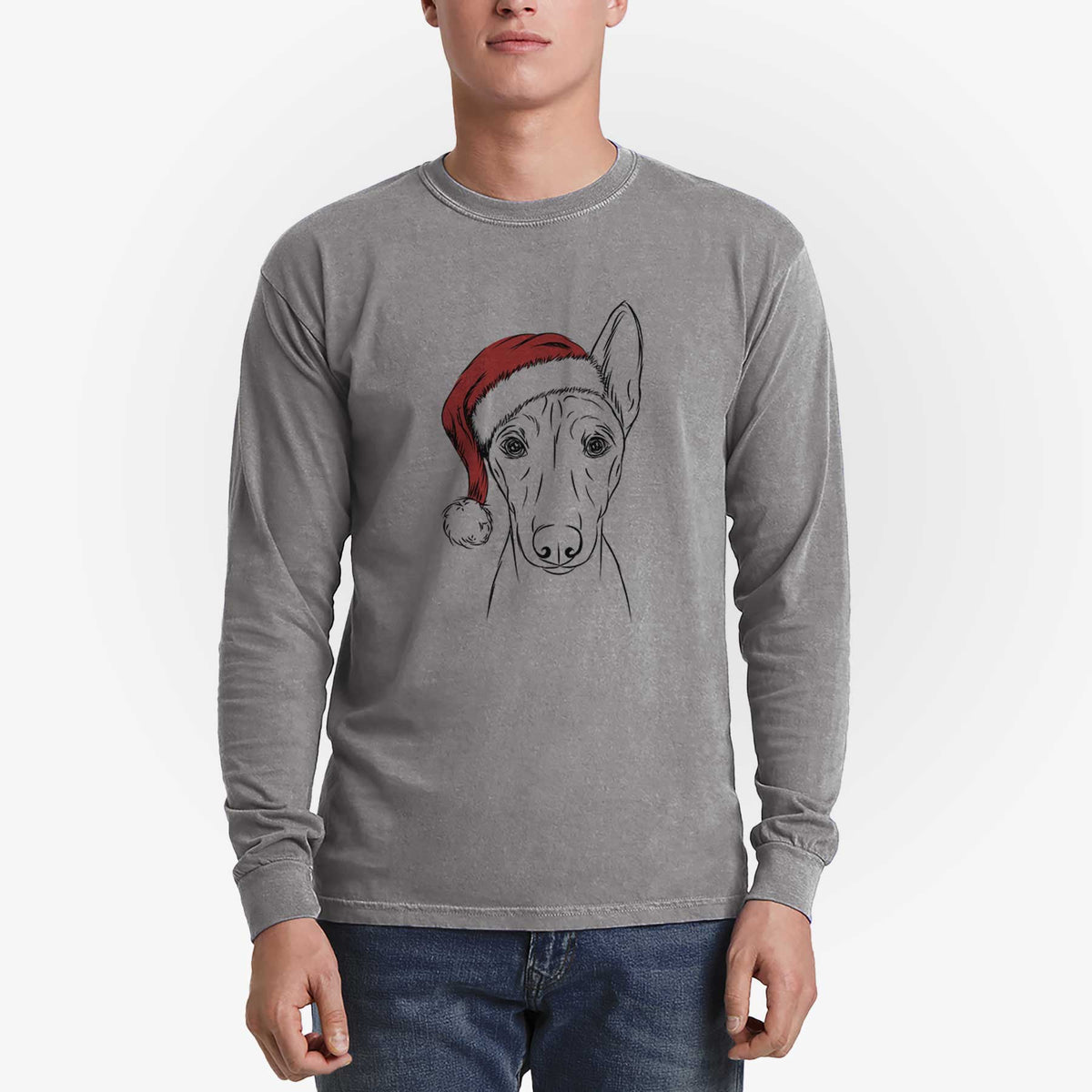 Santa Bonsai the Basenji - Heavyweight 100% Cotton Long Sleeve