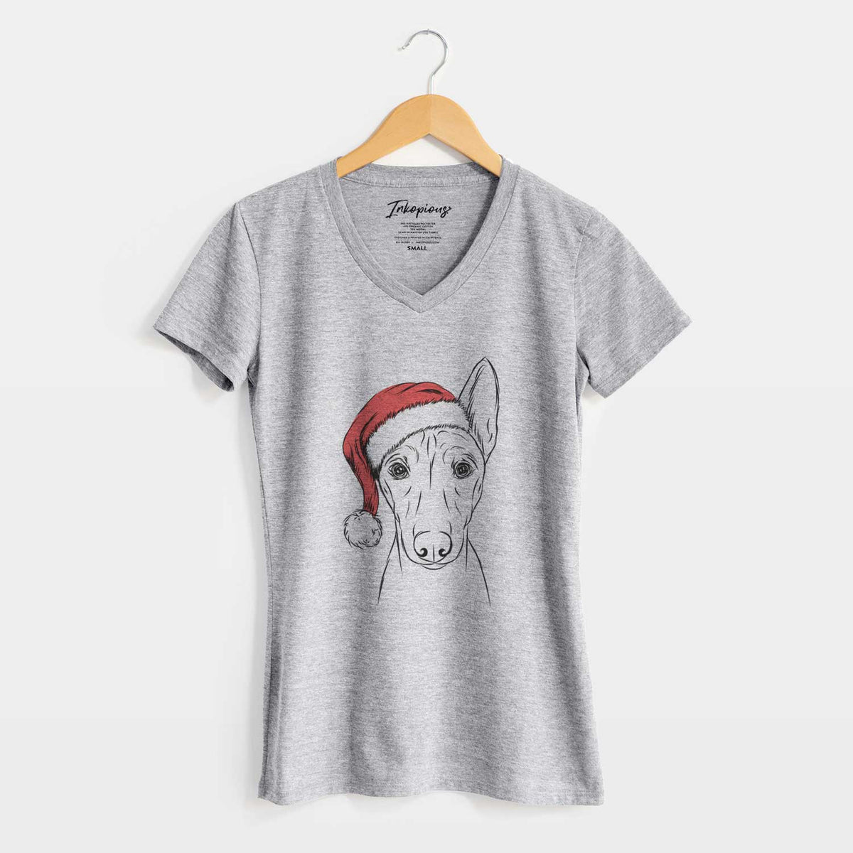 Santa Bonsai the Basenji - Women's V-neck Shirt