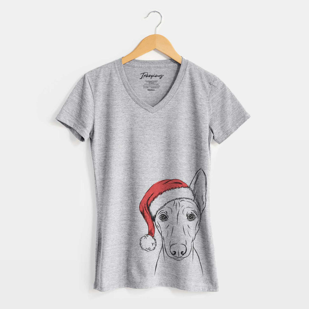 Santa Bonsai the Basenji - Women's V-neck Shirt
