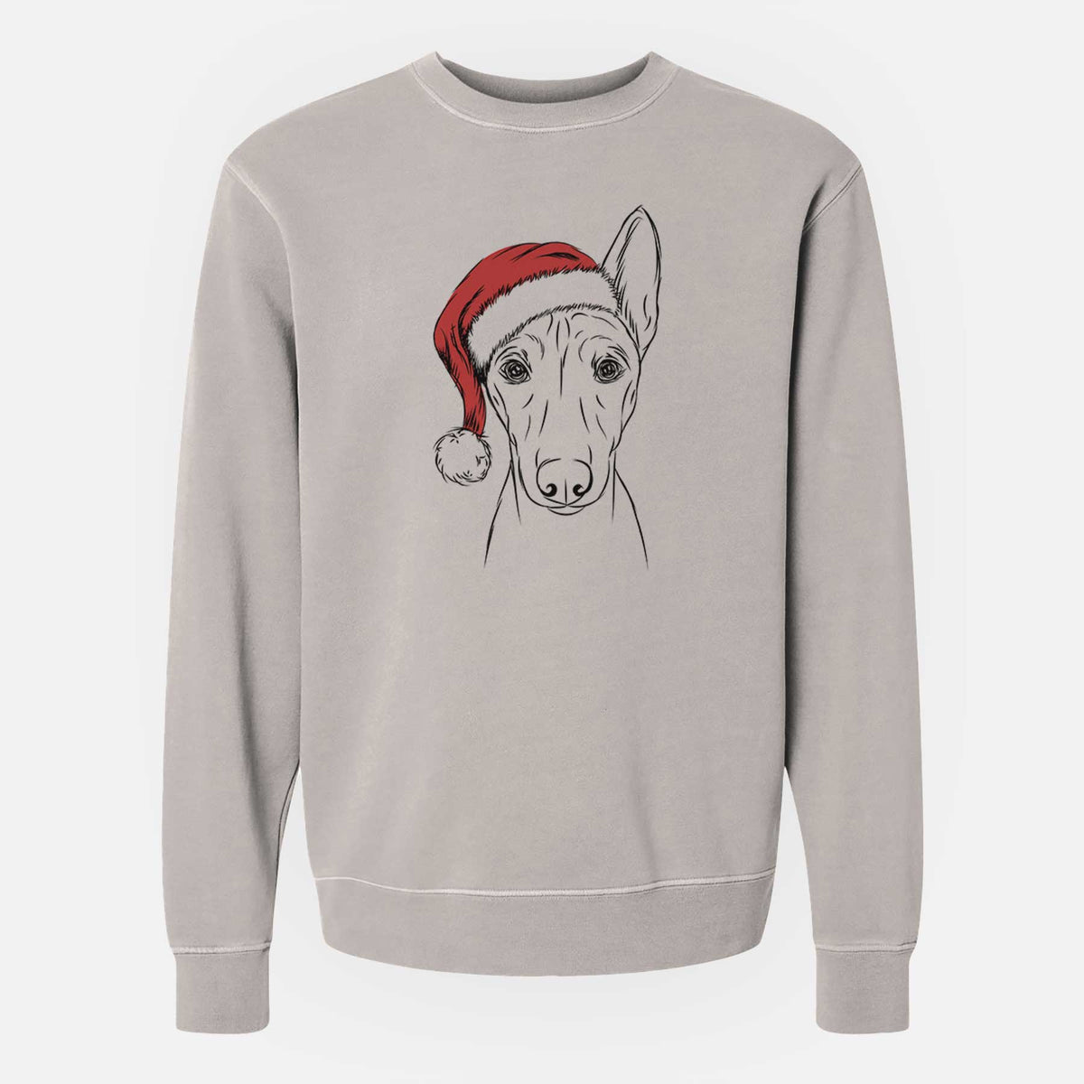 Santa Bonsai the Basenji - Unisex Pigment Dyed Crew Sweatshirt