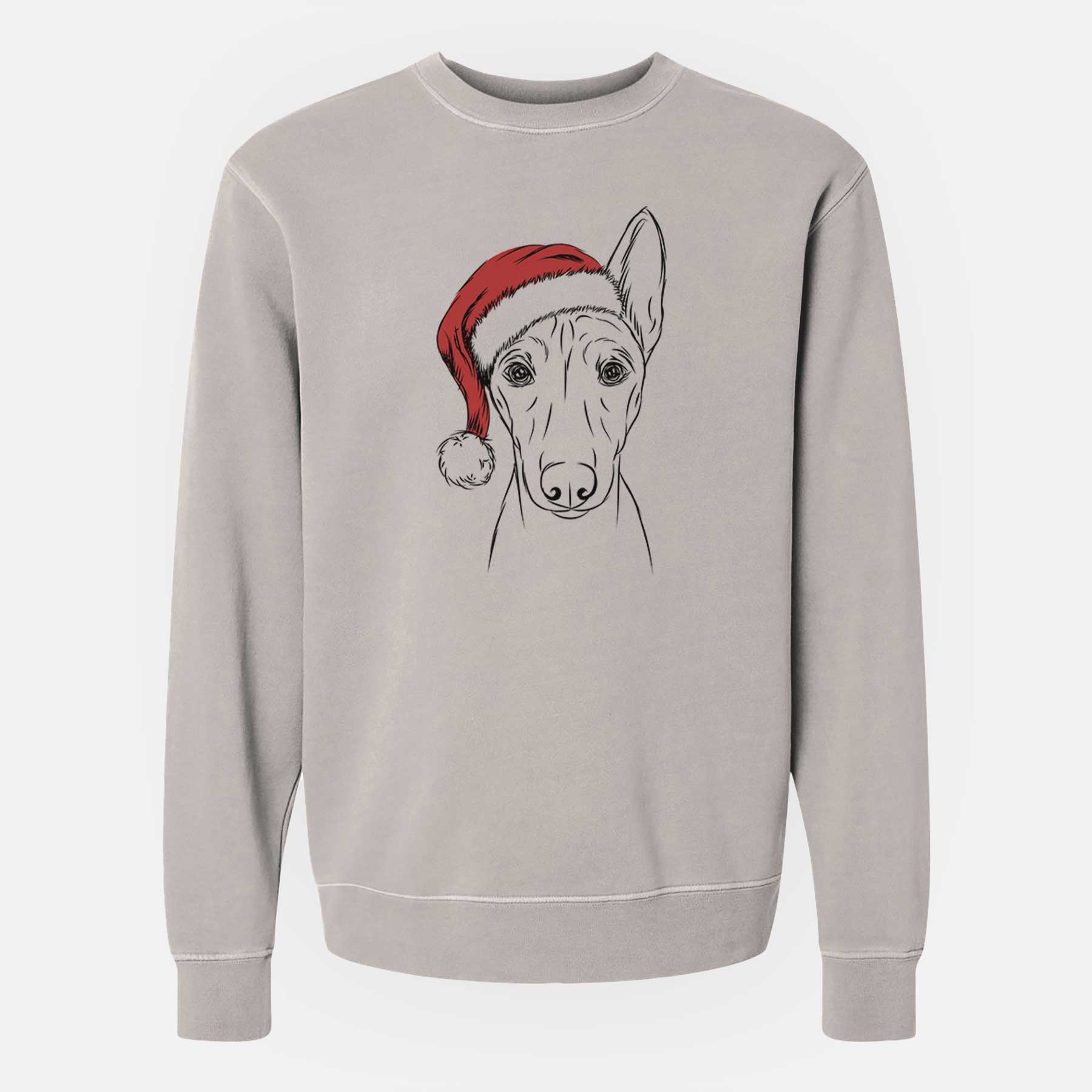 Santa Bonsai the Basenji - Unisex Pigment Dyed Crew Sweatshirt
