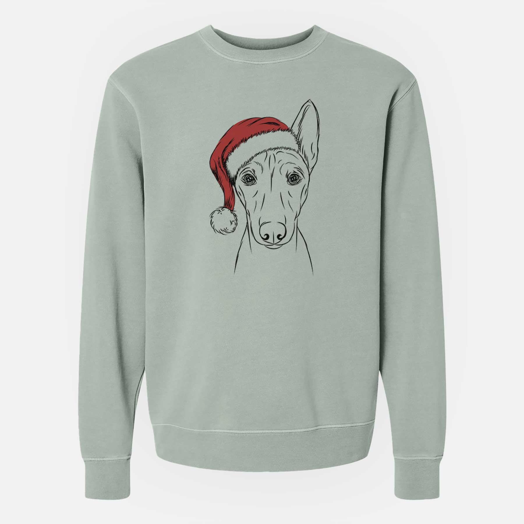 Santa Bonsai the Basenji - Unisex Pigment Dyed Crew Sweatshirt