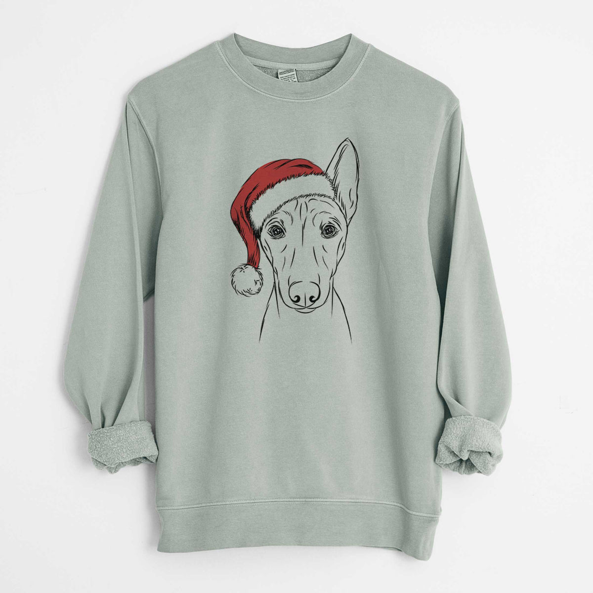 Santa Bonsai the Basenji - Unisex Pigment Dyed Crew Sweatshirt