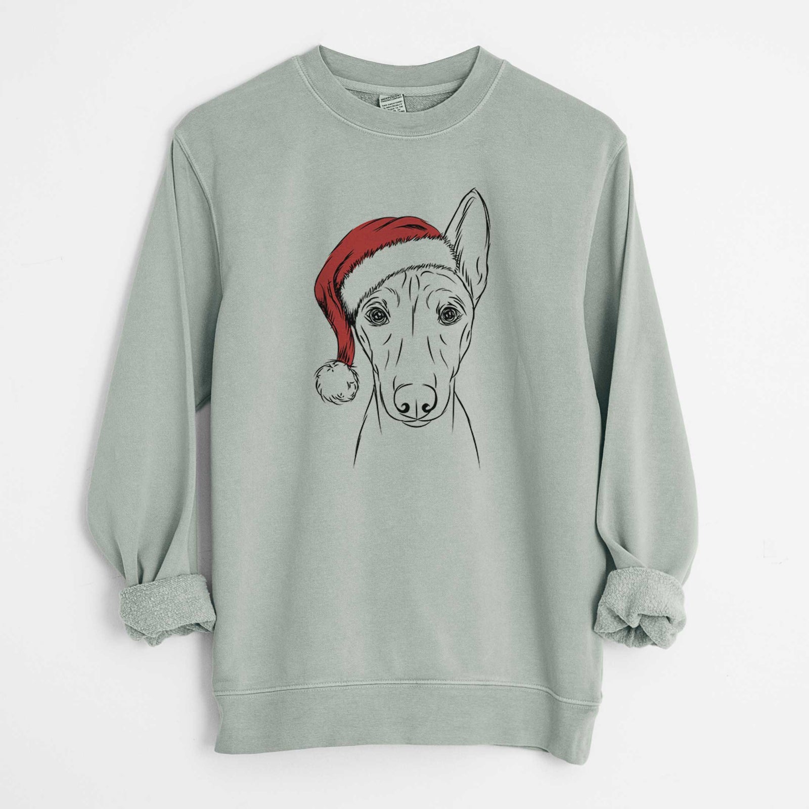 Santa Bonsai the Basenji - Unisex Pigment Dyed Crew Sweatshirt