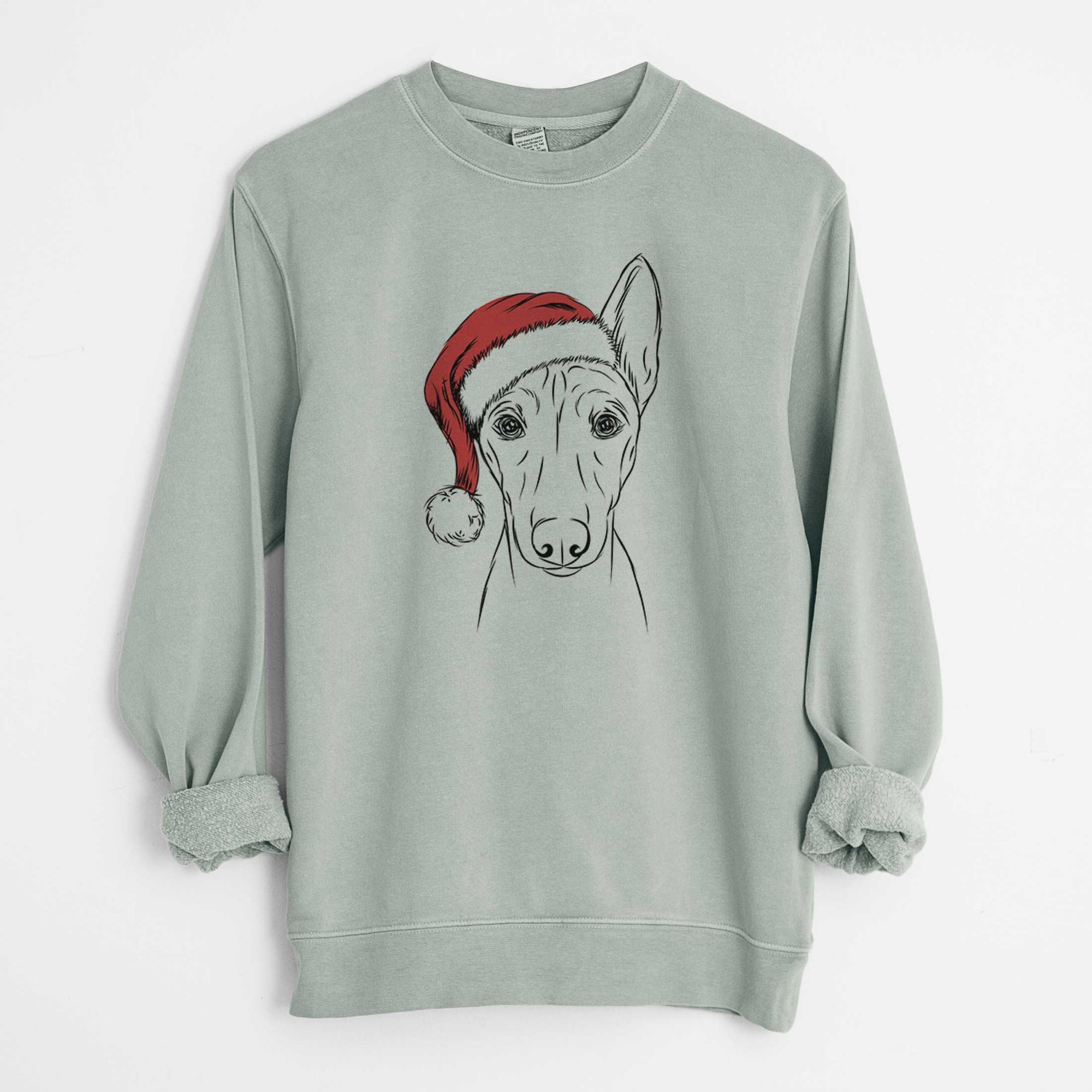 Santa Bonsai the Basenji - Unisex Pigment Dyed Crew Sweatshirt
