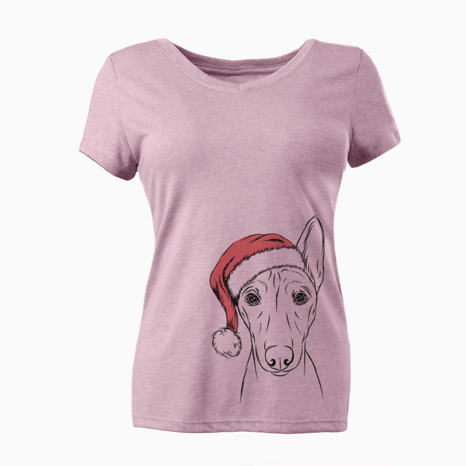 Santa Bonsai the Basenji - Women's V-neck Shirt